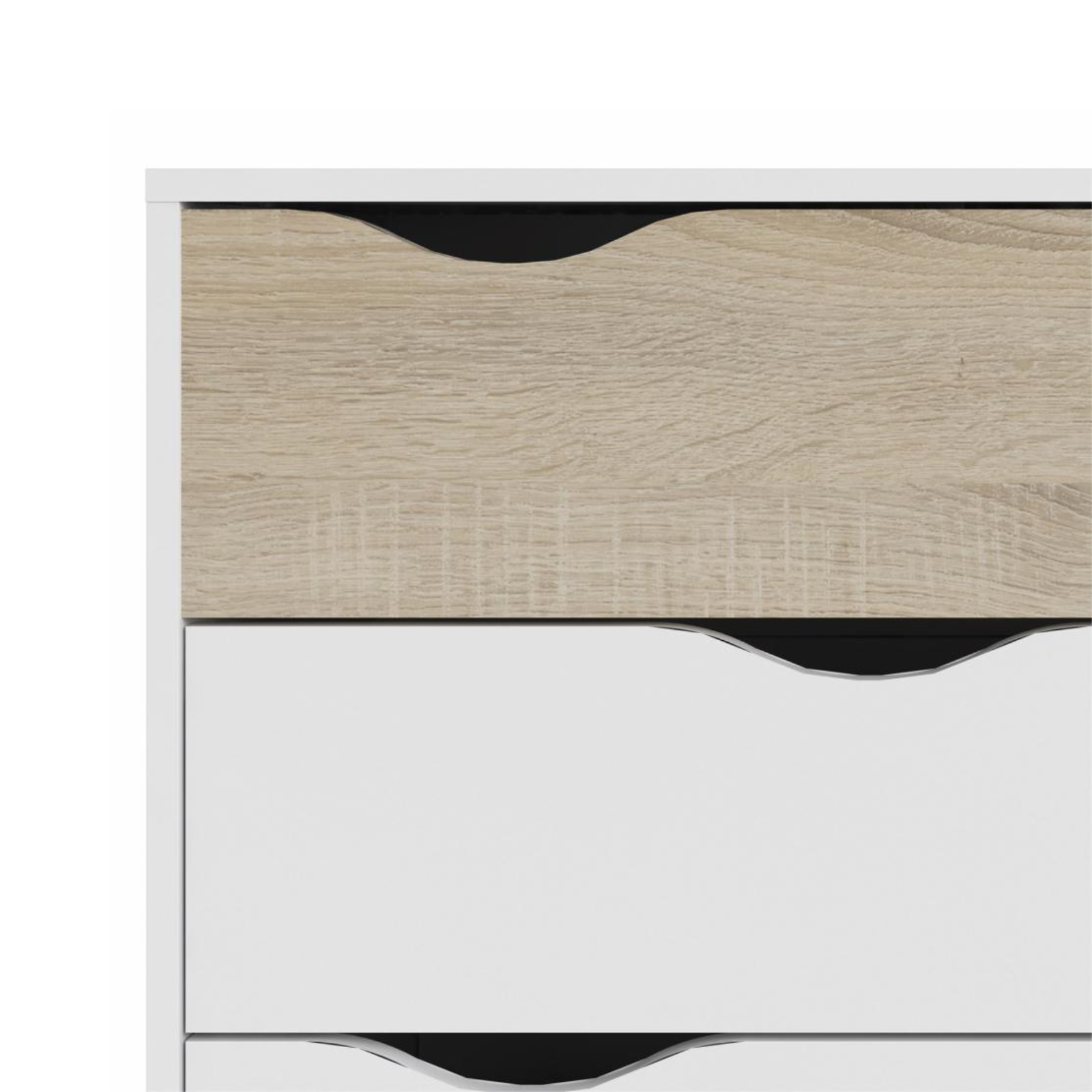 Cassettiera moderna per camera da letto "Oslo" in legno bianco e rovere