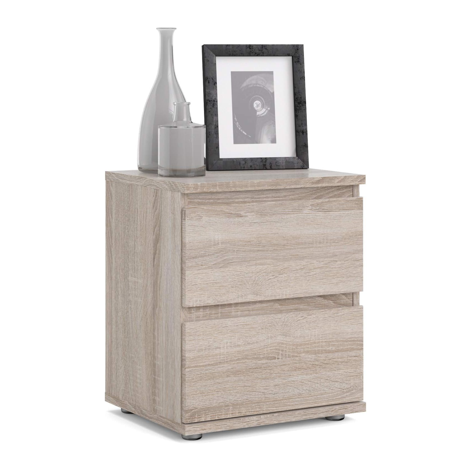 Comodino moderno in legno "Nova" mobile da letto con 2 cassetti cm 40x34 48h