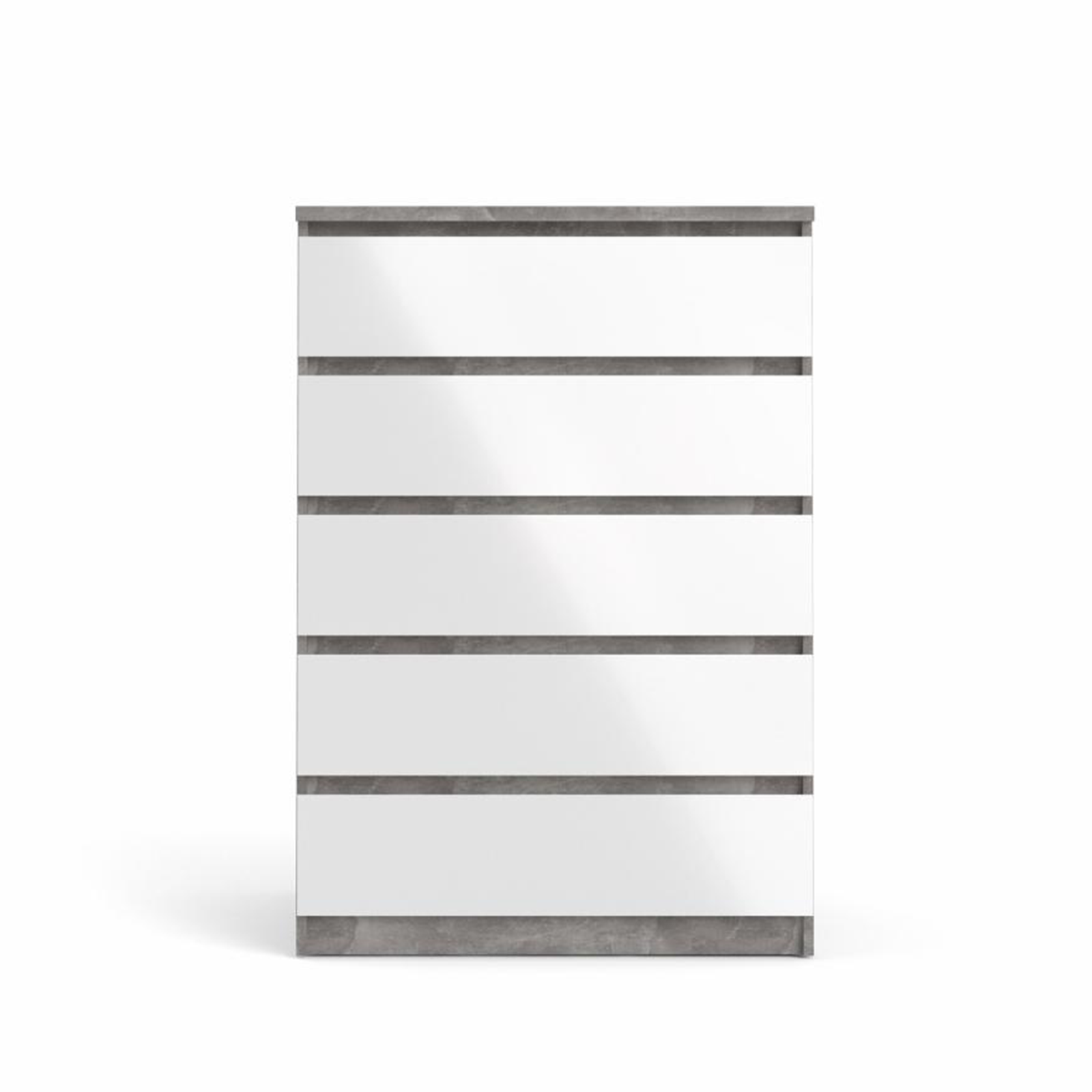 Cassettiera moderna per camera da letto "Naia" in legno bianco e cemento