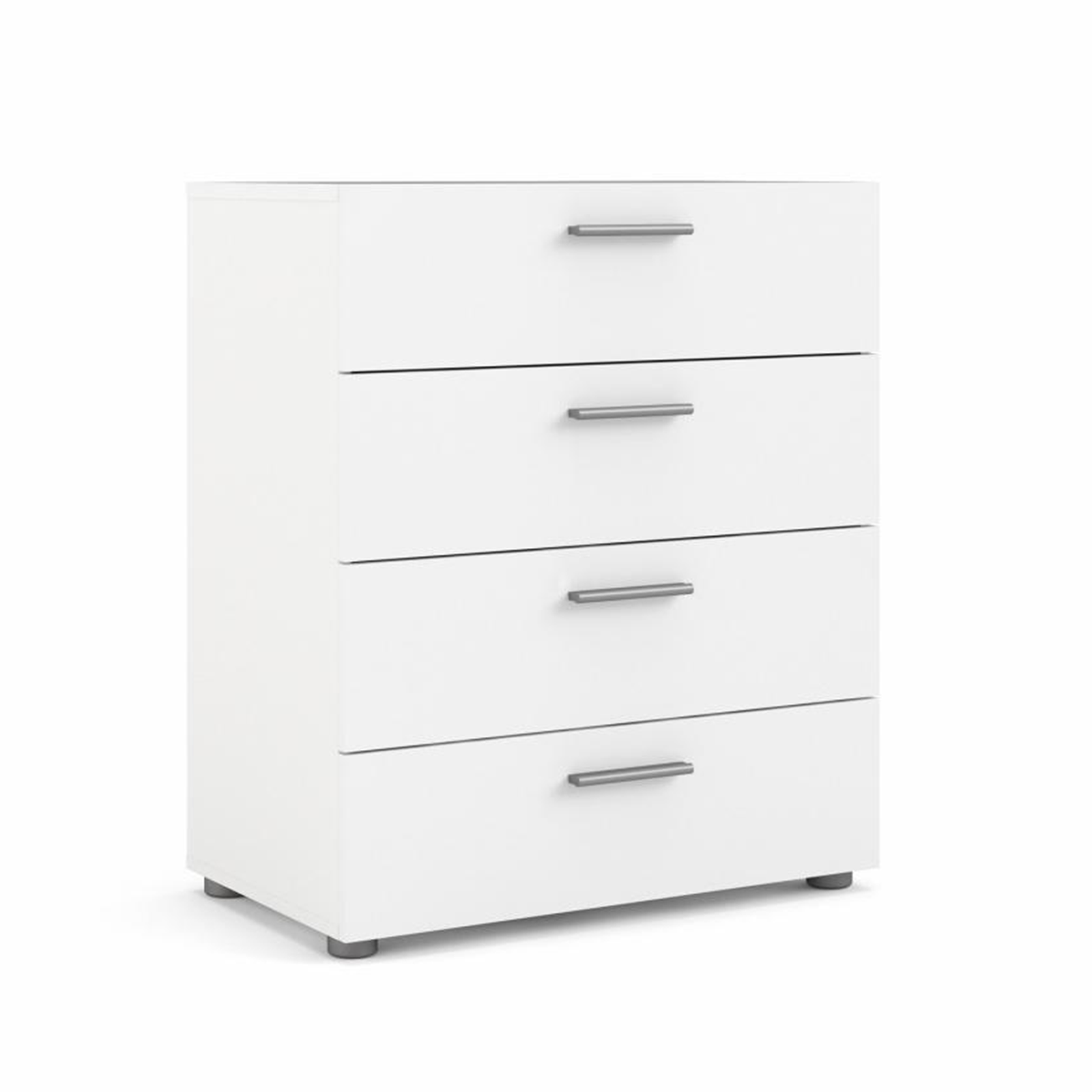 Cassettiera moderna "Pepe" in legno bianco e rovere 4 cassetti cm 70x40 82h