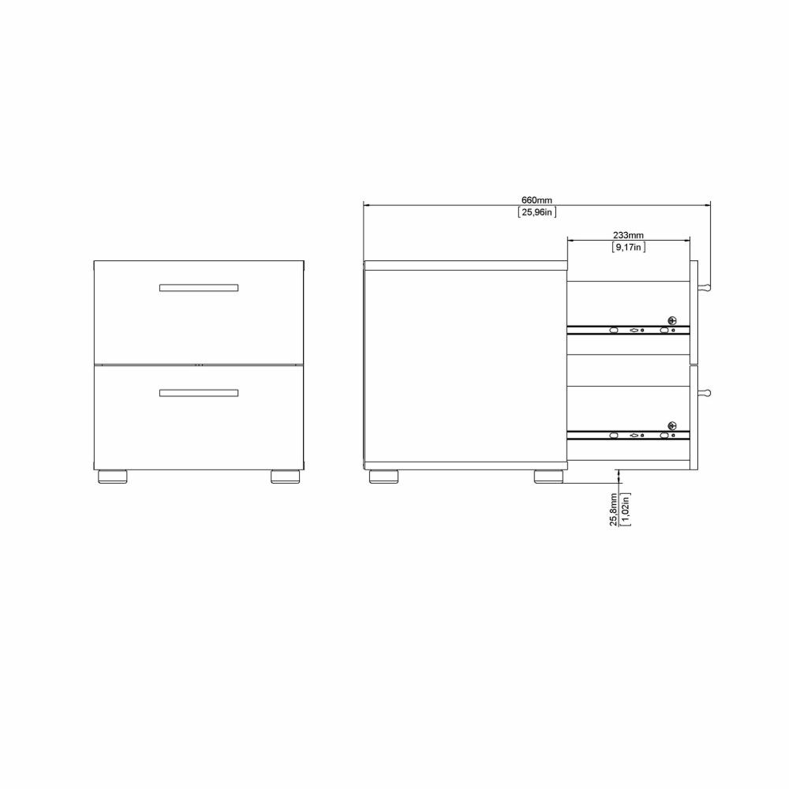 Comodino moderno in legno "Pepe" mobile da letto con 2 cassetti cm 40x40 42h