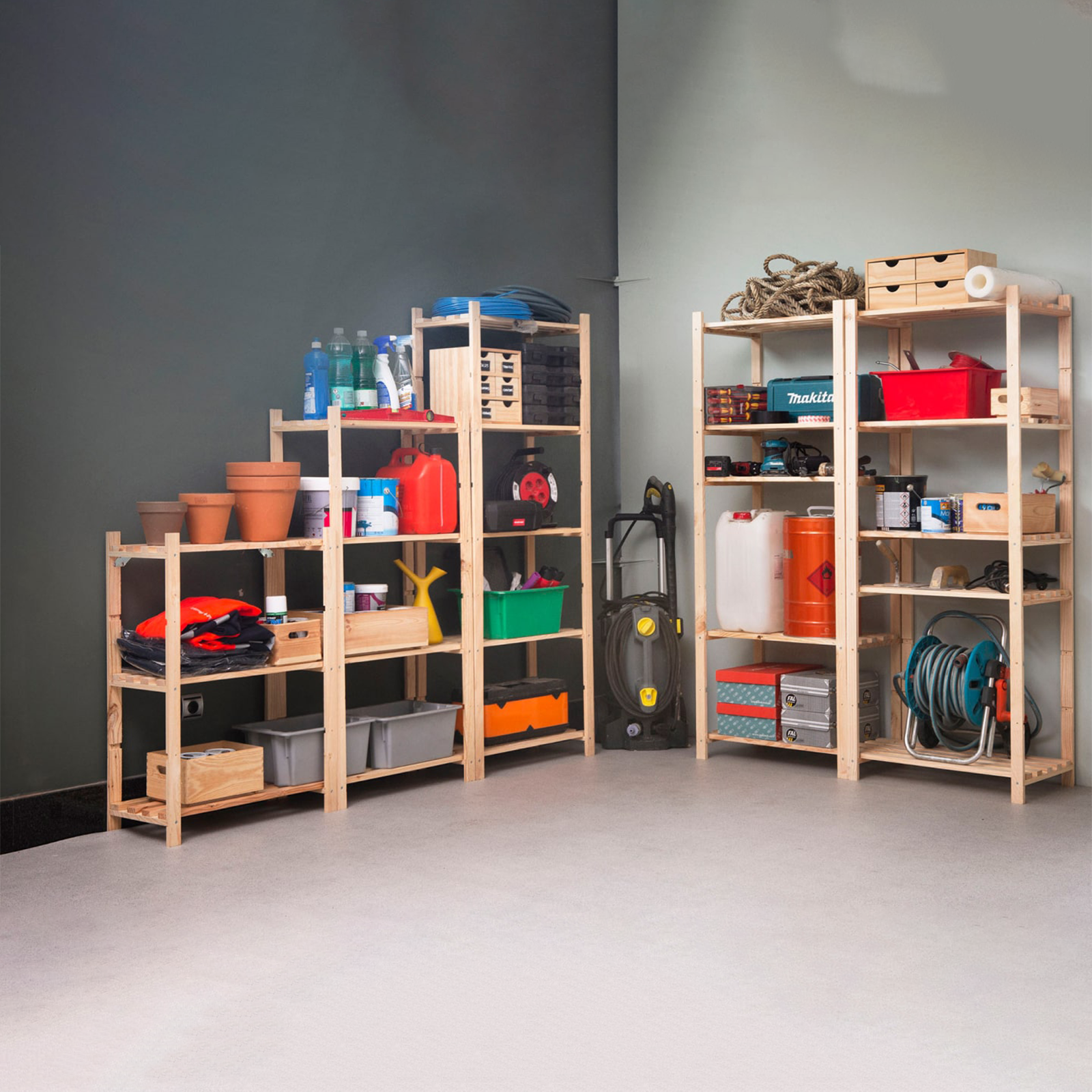 Estante abierto Natura en madera de pino con 5 estantes 65x40 cm 171h