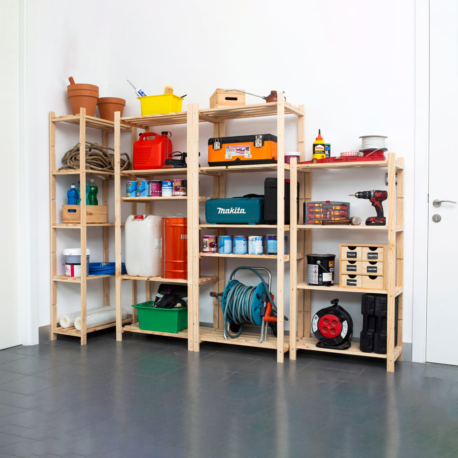 Estante abierto Natura en madera de pino con 5 estantes 65x40 cm 171h