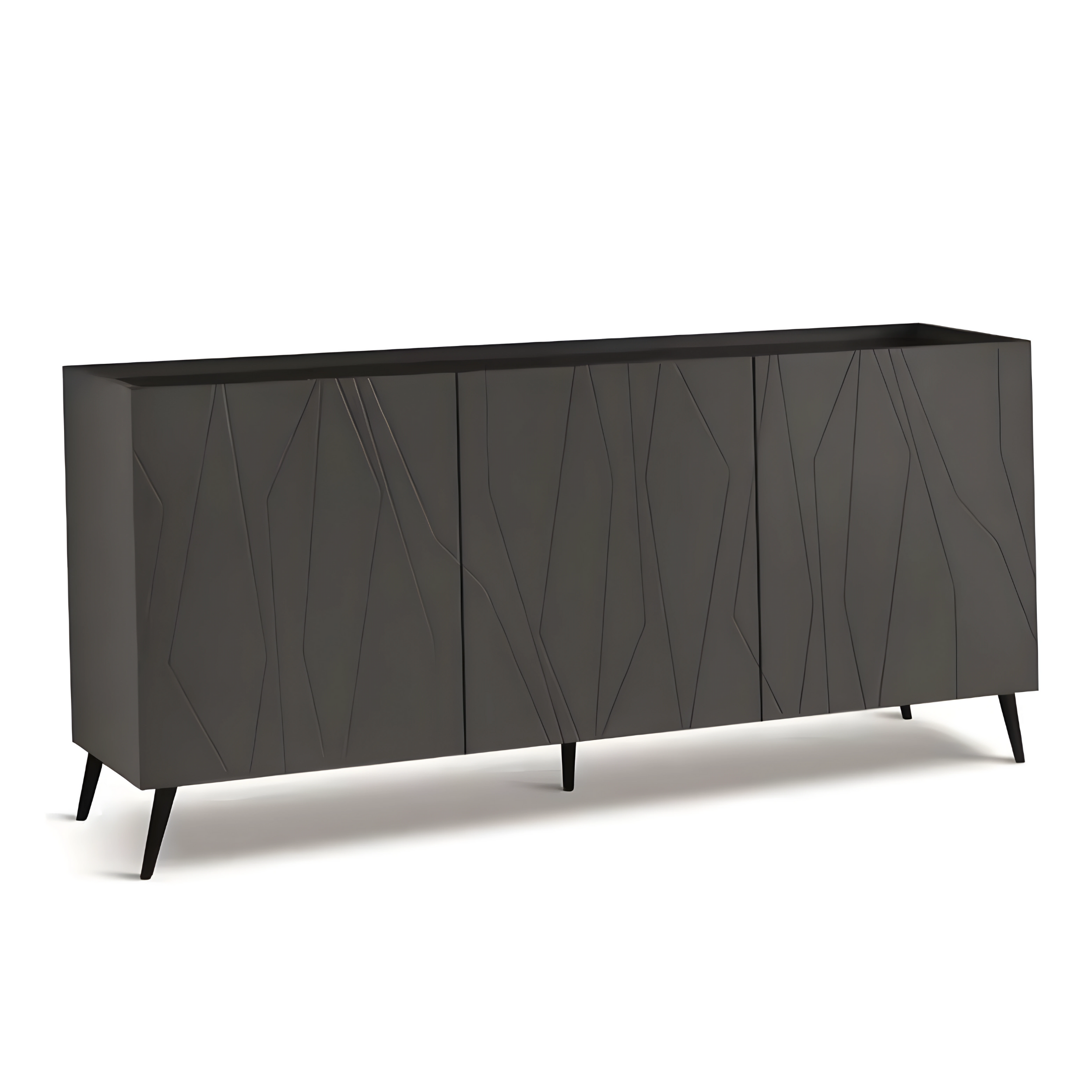 Buffet moderne 3 portes "Tigua" Plateau miroir fumé ou bronze déjà assemblé 169x50 cm 89h