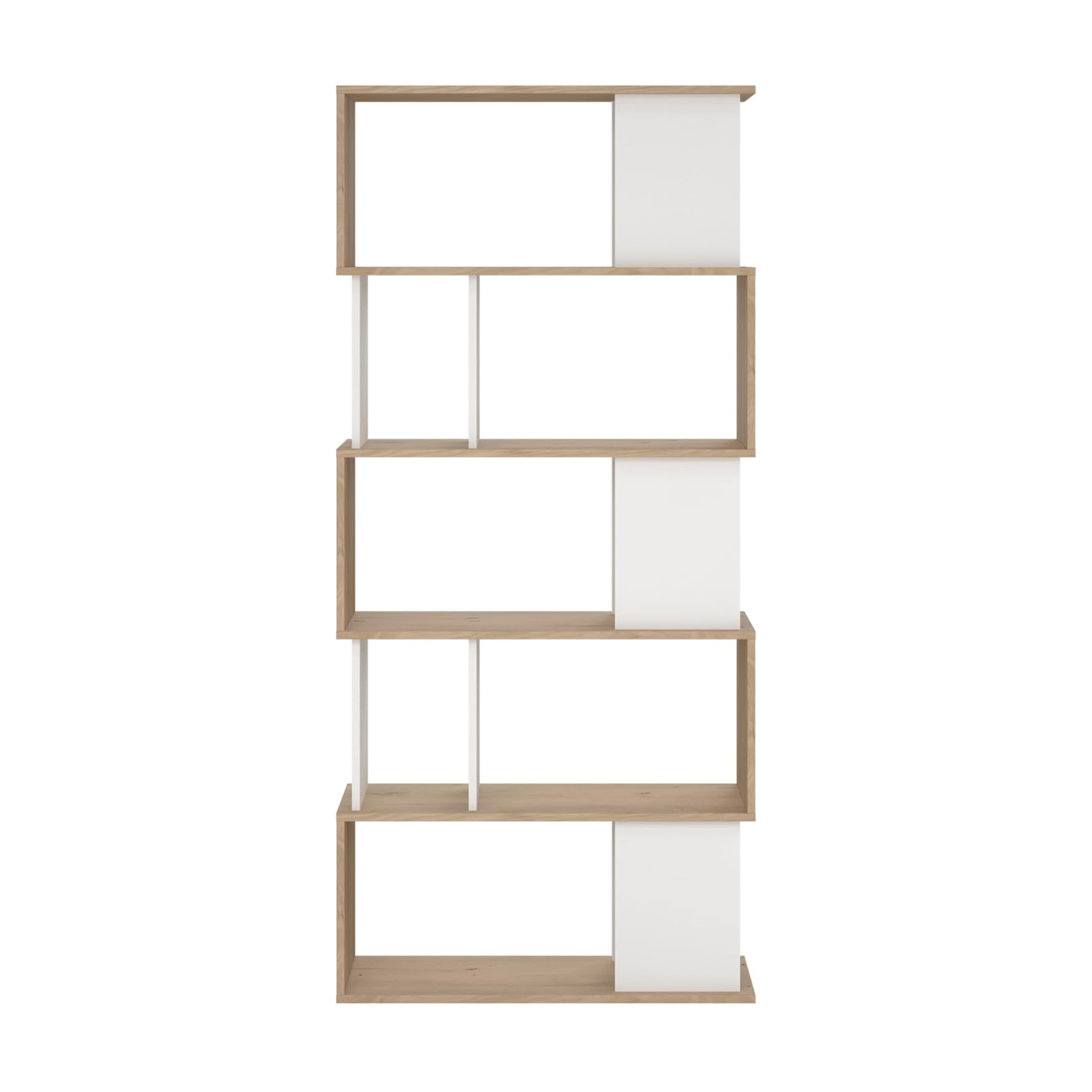 Librería alta abierta Alida con 5 estantes de madera 90x25 cm 180h