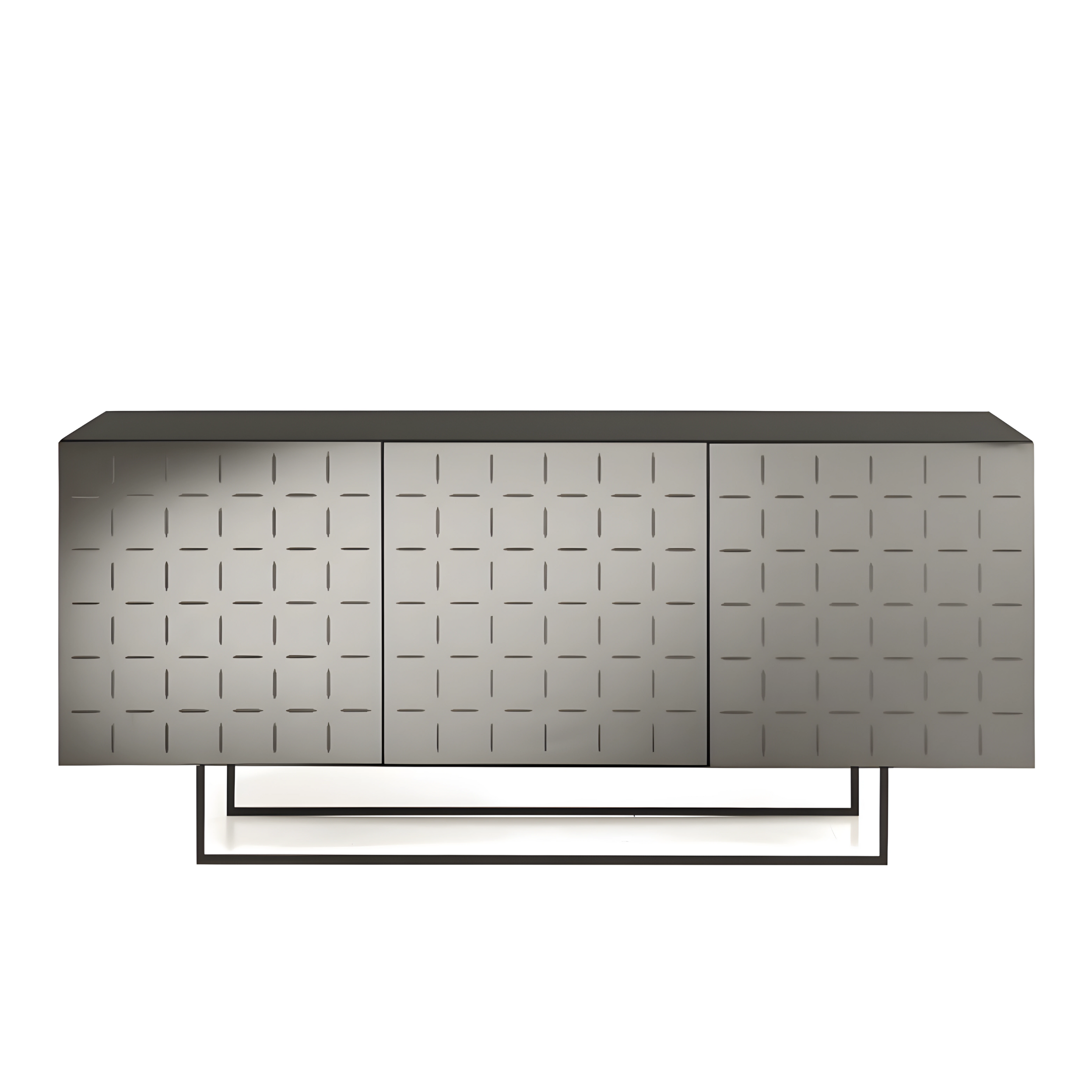 Buffet moderne 3 portes "Cassia" en mélaminé avec miroir 180x50 h80 cm