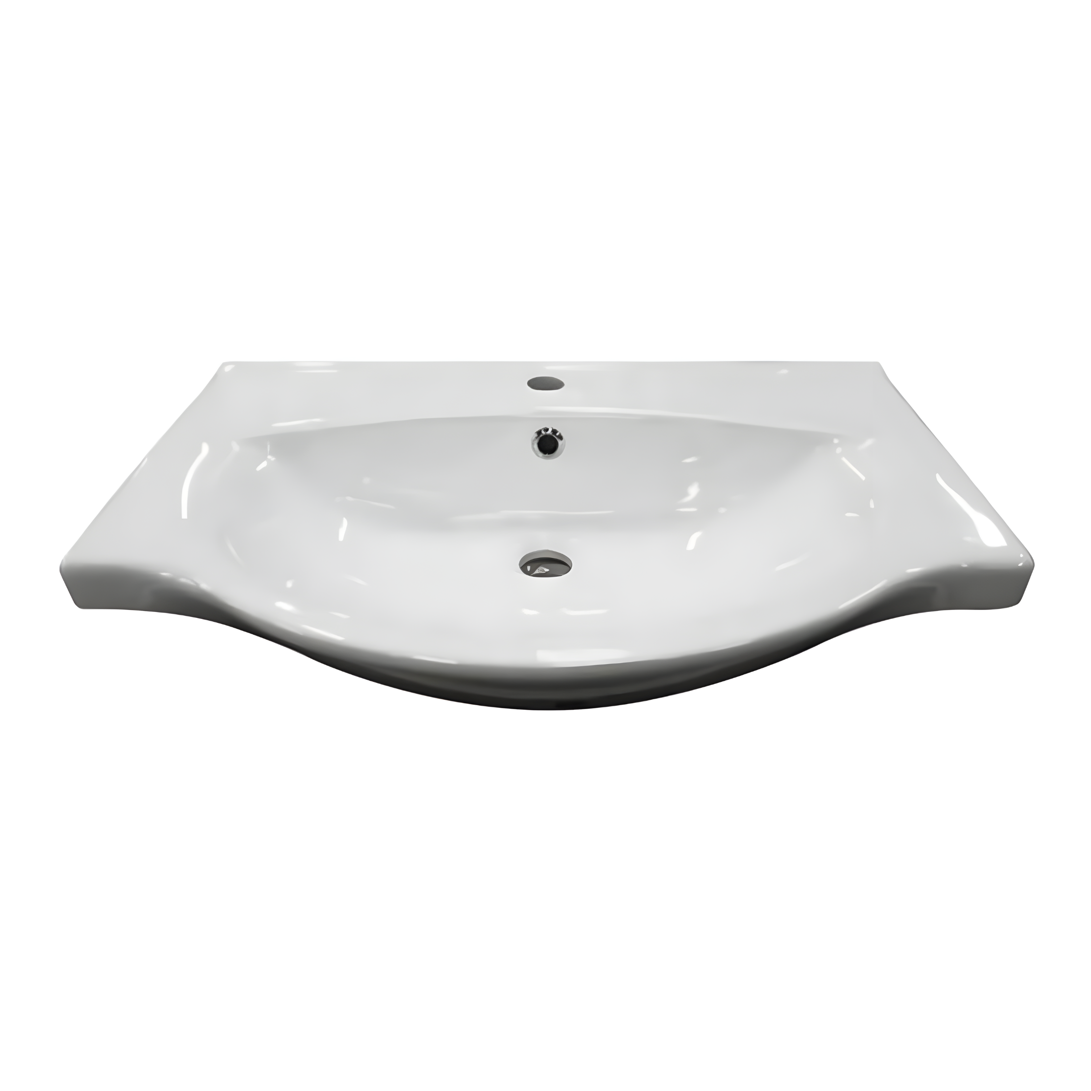 Mobile bagno sospeso "Moa55" con lavabo consolle e ante con maniglie cromate e specchio LED