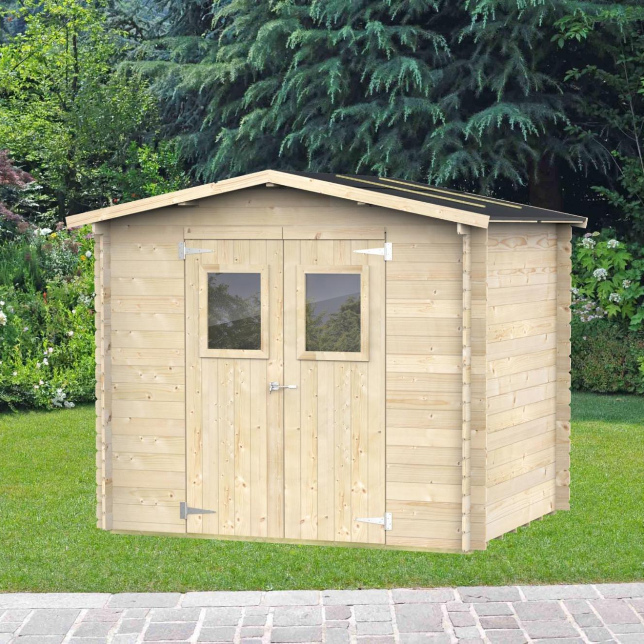 Abri de jardin en bois "Hobby" 248x198 cm 217h porte double vitrage