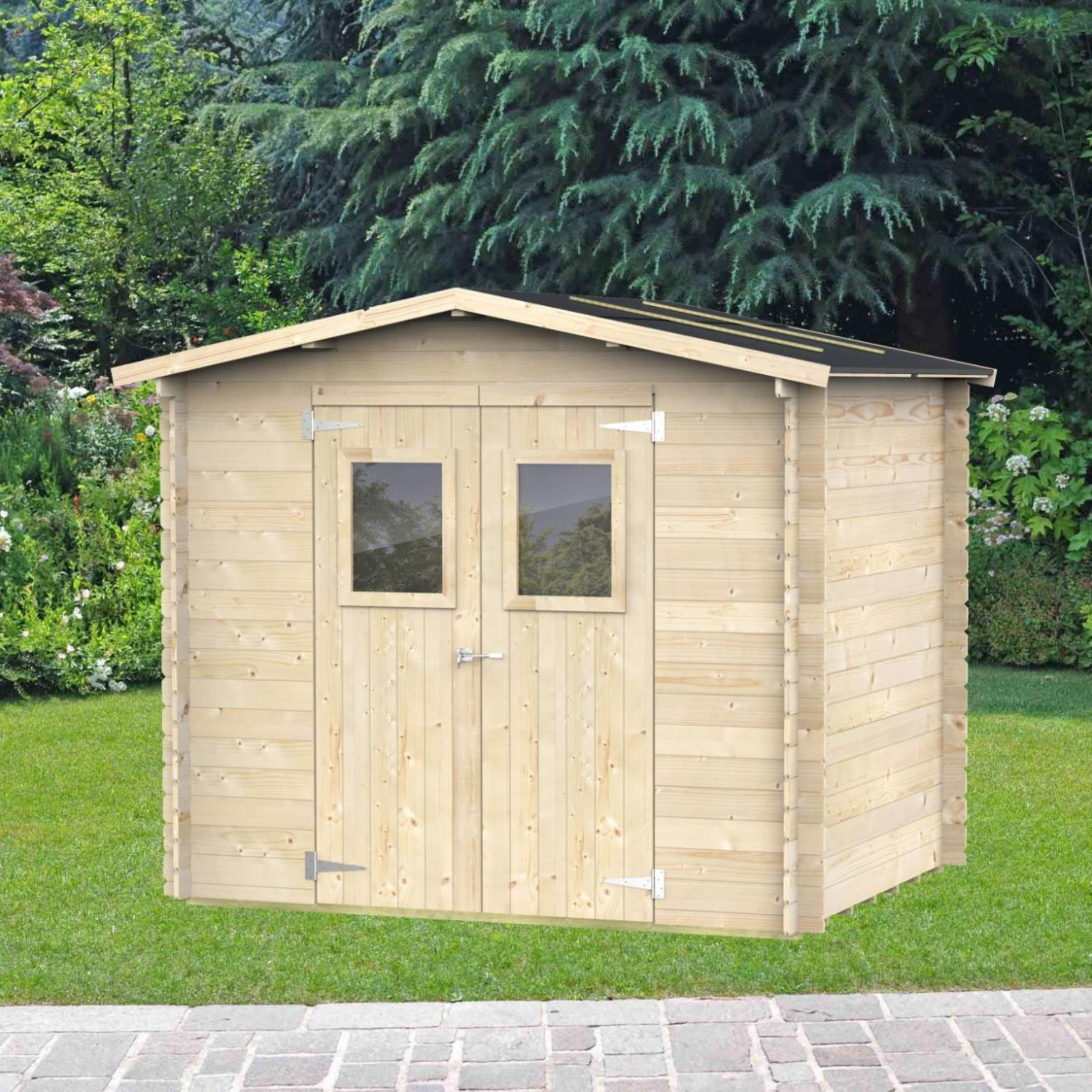 Casetta in legno da giardino "Hobby" cm 248x198 217h porta doppia finestrata