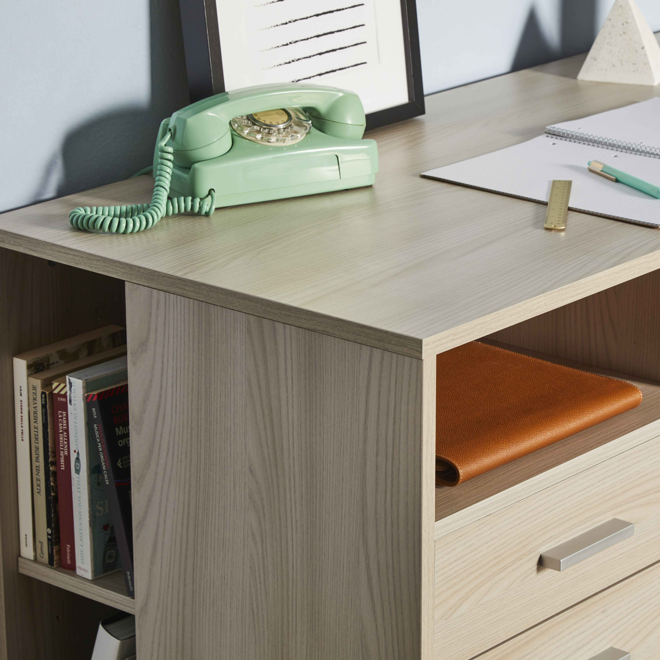 Scrivania salvaspazio 4 cassetti in legno "Tokyo" cm 120x55 76h