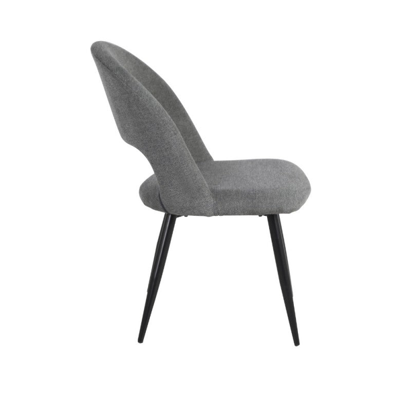 Set di sedie da pranzo "Lunetta" imbottite in tessuto con gambe in metallo nere cm 50x48 84h