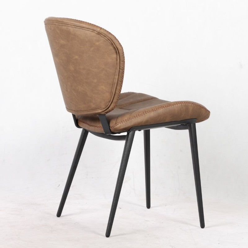 Set di sedie da pranzo "Elice" imbottite in ecopelle con gambe in metallo nere cm 47,5x65,5 85h