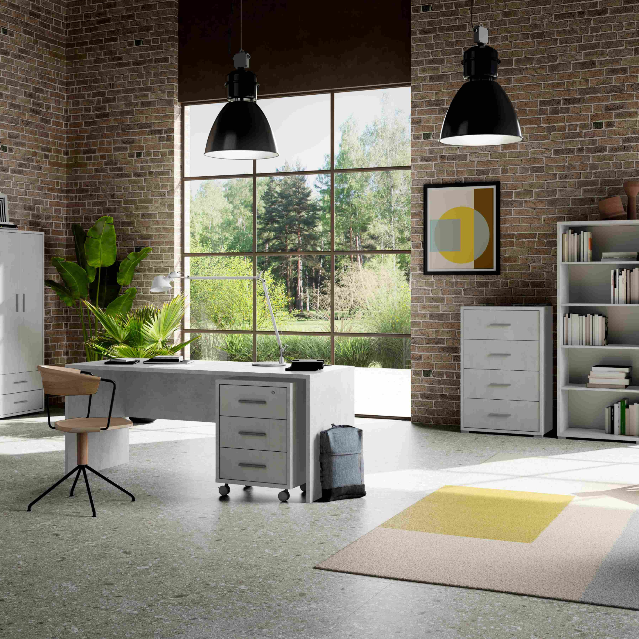 Cassettiera mobile in legno "Project" 4 cassetti multifunzione cm 71x41 110h