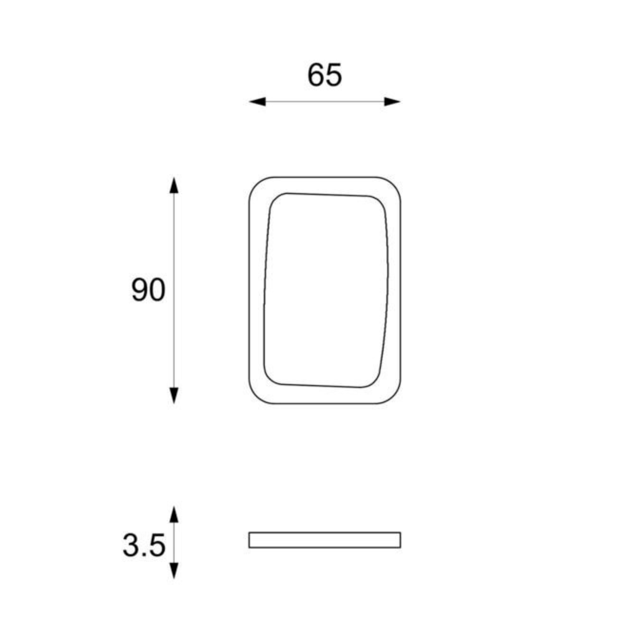 Espejo de pared "Smooth" con marco de piedra fósil 65x3,5 cm 90h