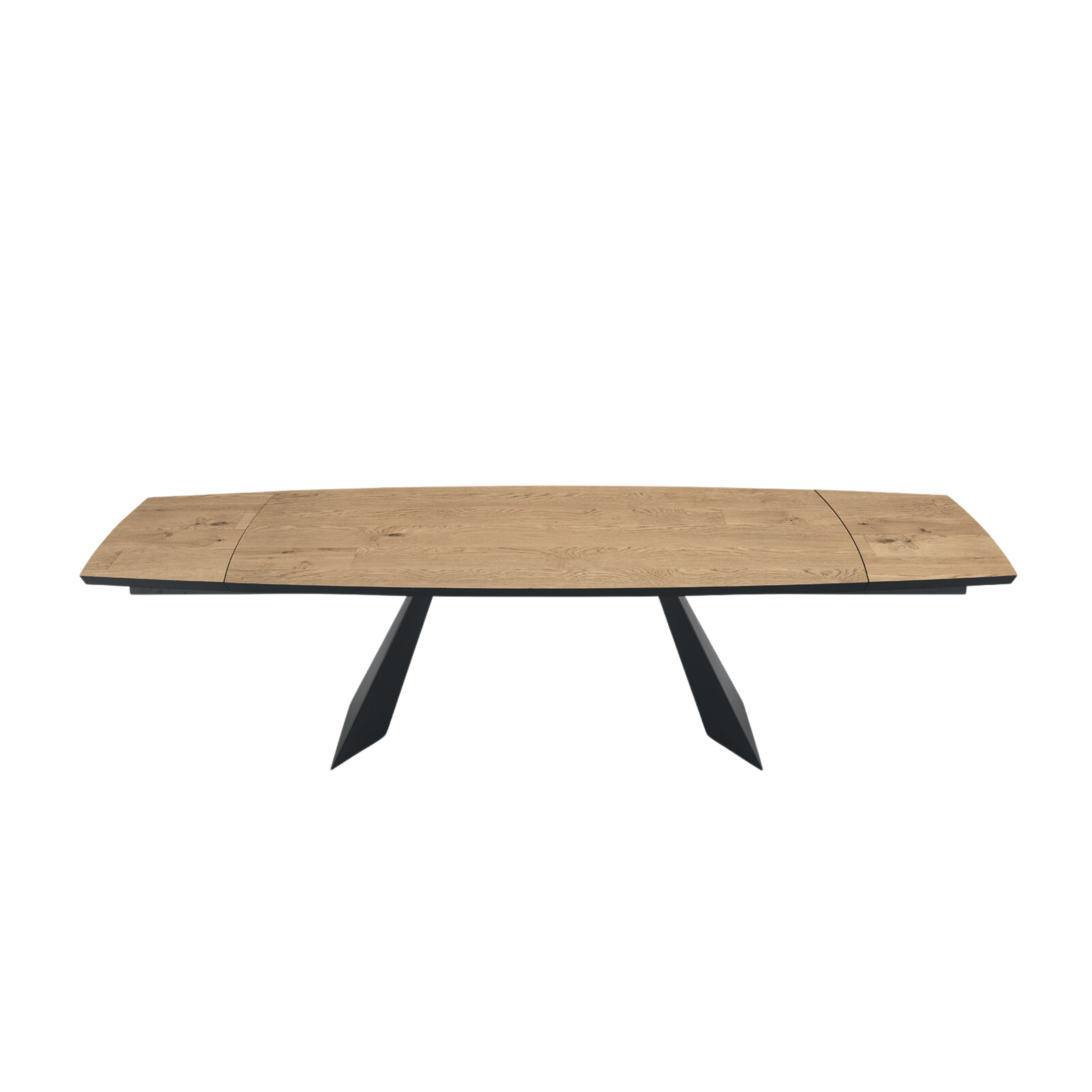 Tavolo allungabile moderno "Nora" con base in metallo e piano in rovere
