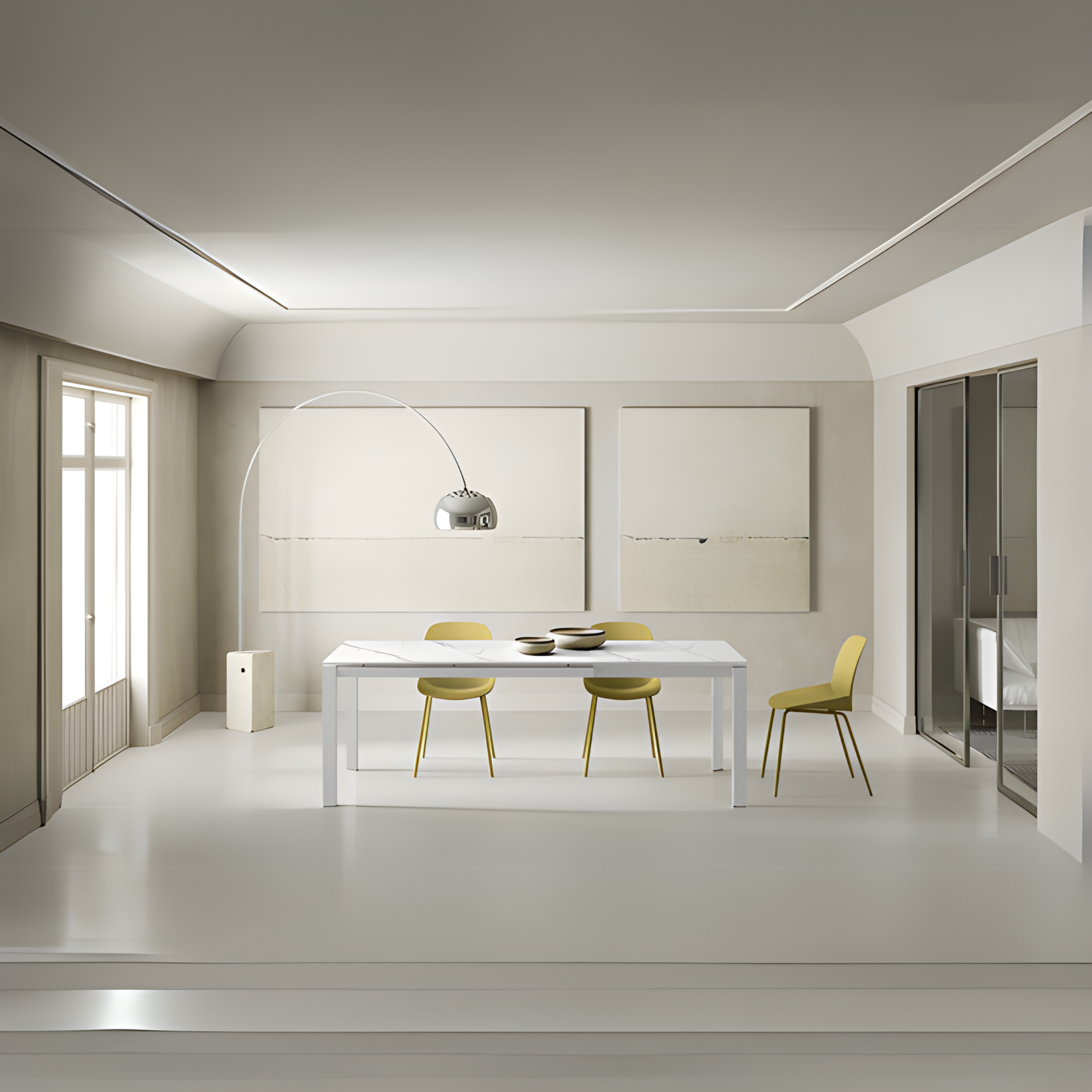 Table extensible "Compte" plateau céramique pieds aluminium 140/220x90 cm 75h