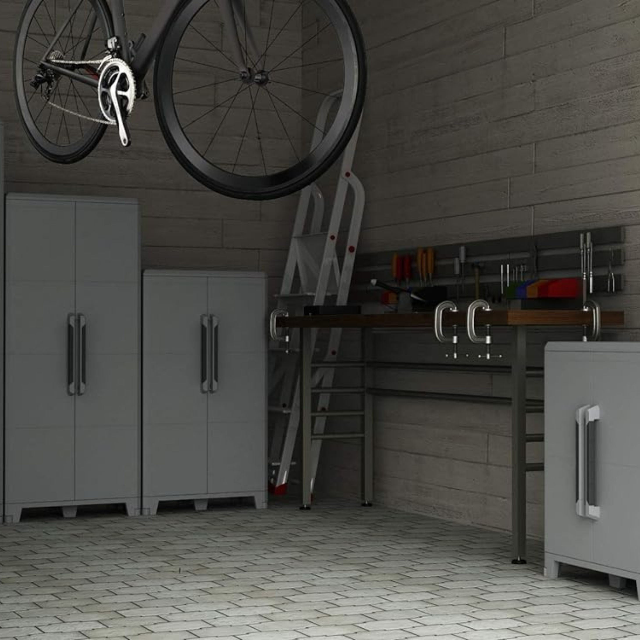 Armadio porta oggetti a 2 ante "Deva" in resina antiurto con ripiani