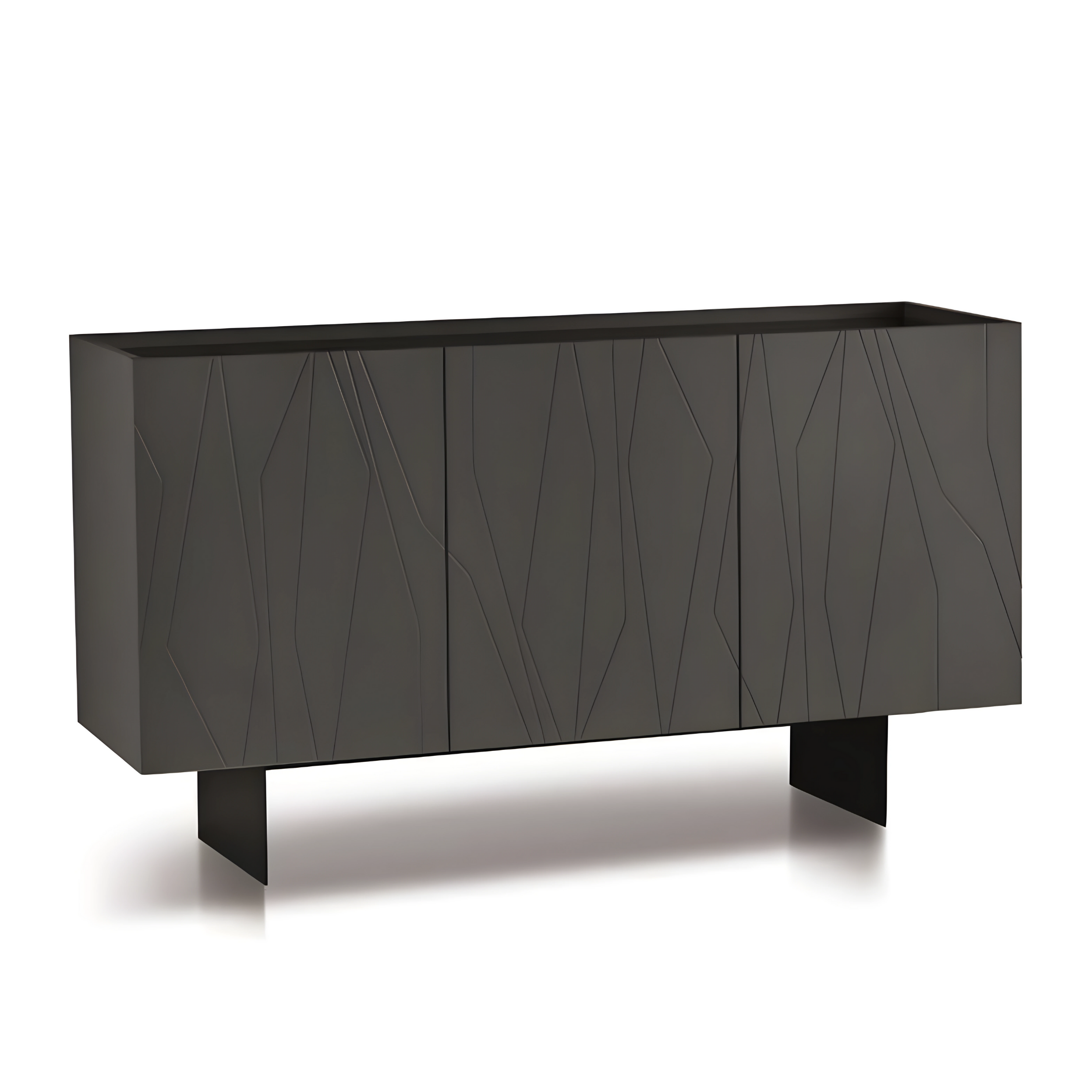 Buffet moderne 3 portes "Tigua" Plateau miroir fumé ou bronze déjà assemblé 169x50 cm 89h