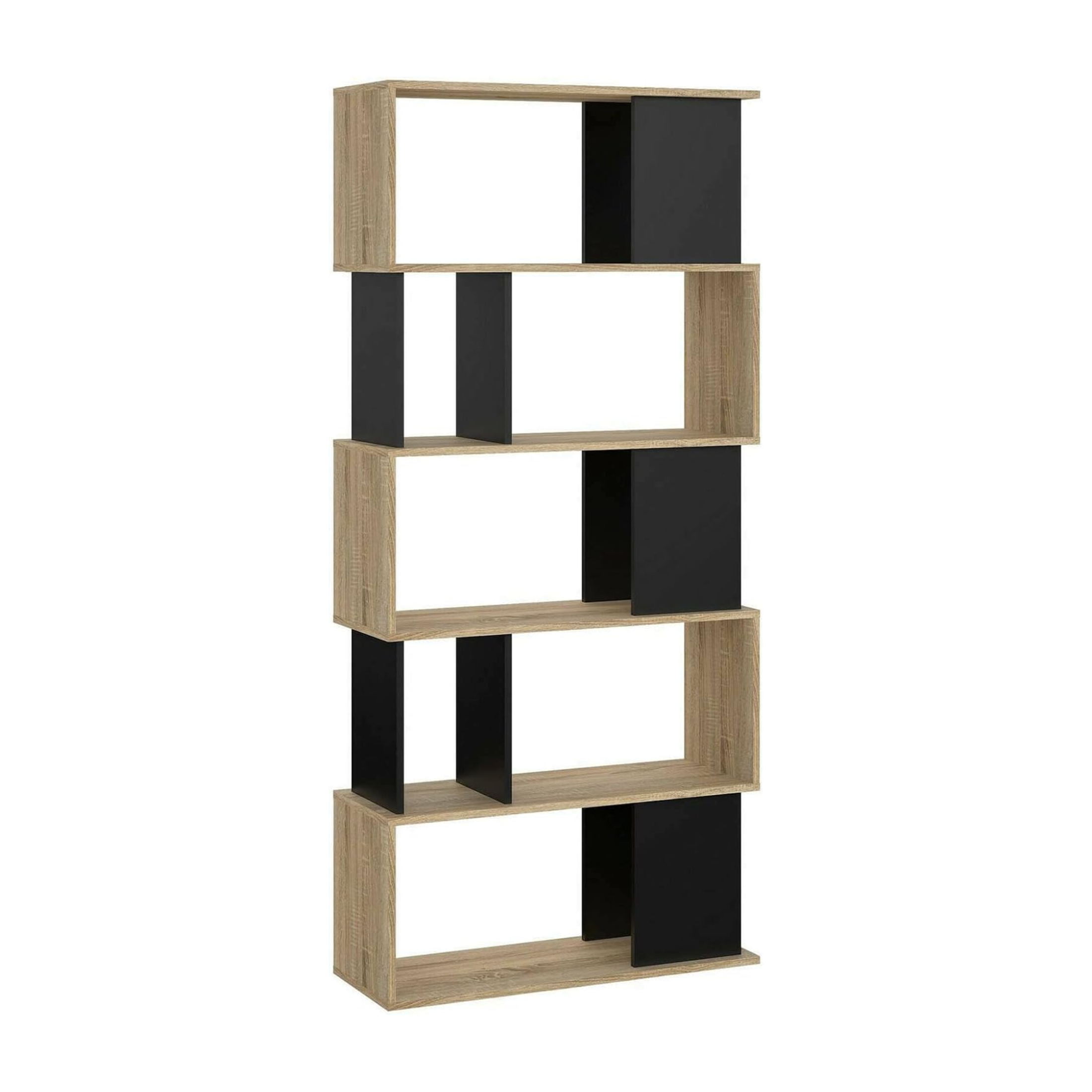 Librería alta abierta Alida con 5 estantes de madera 90x25 cm 180h
