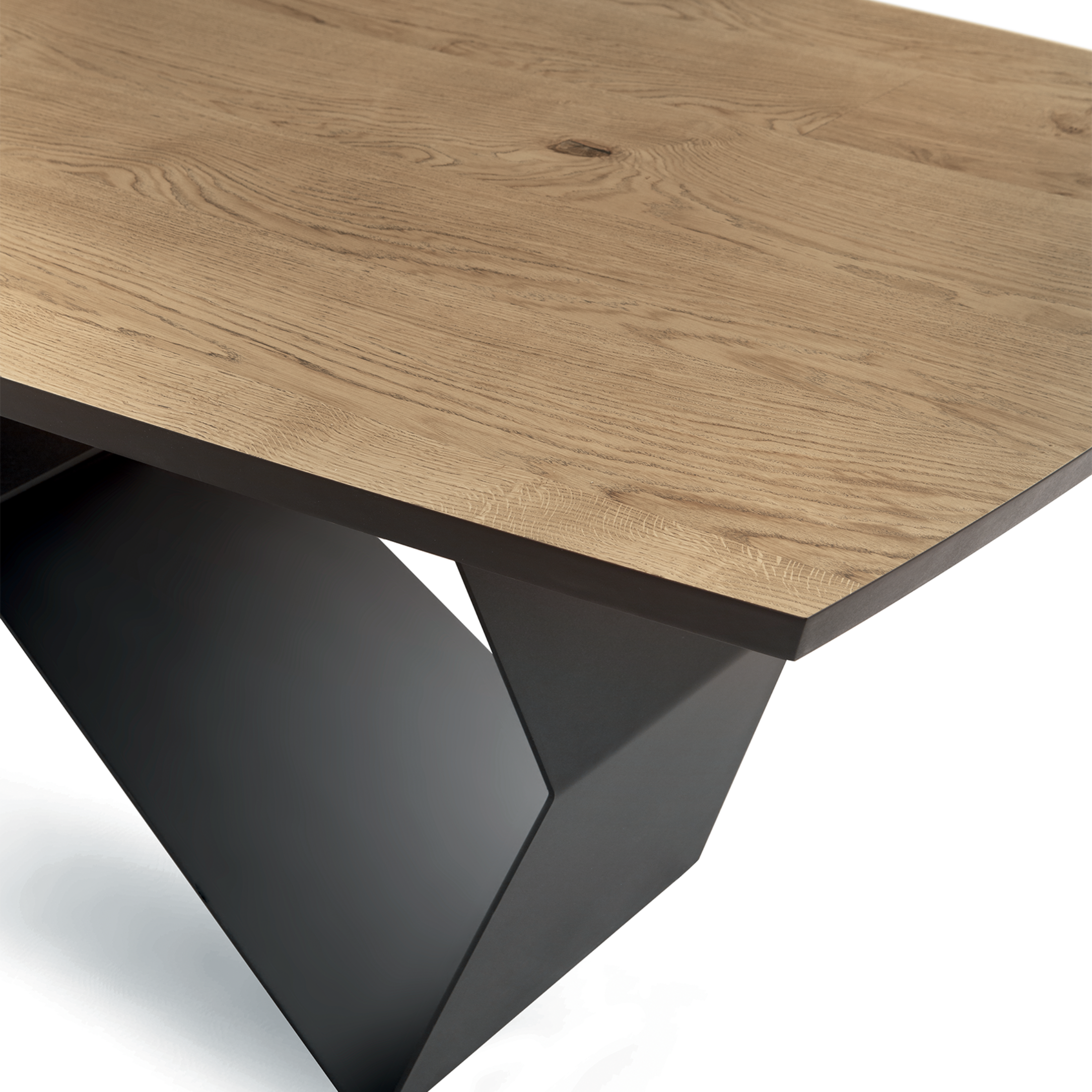 Tavolo fisso da pranzo "Reina" con base in metallo e piano in rovere cm 200x100 75h