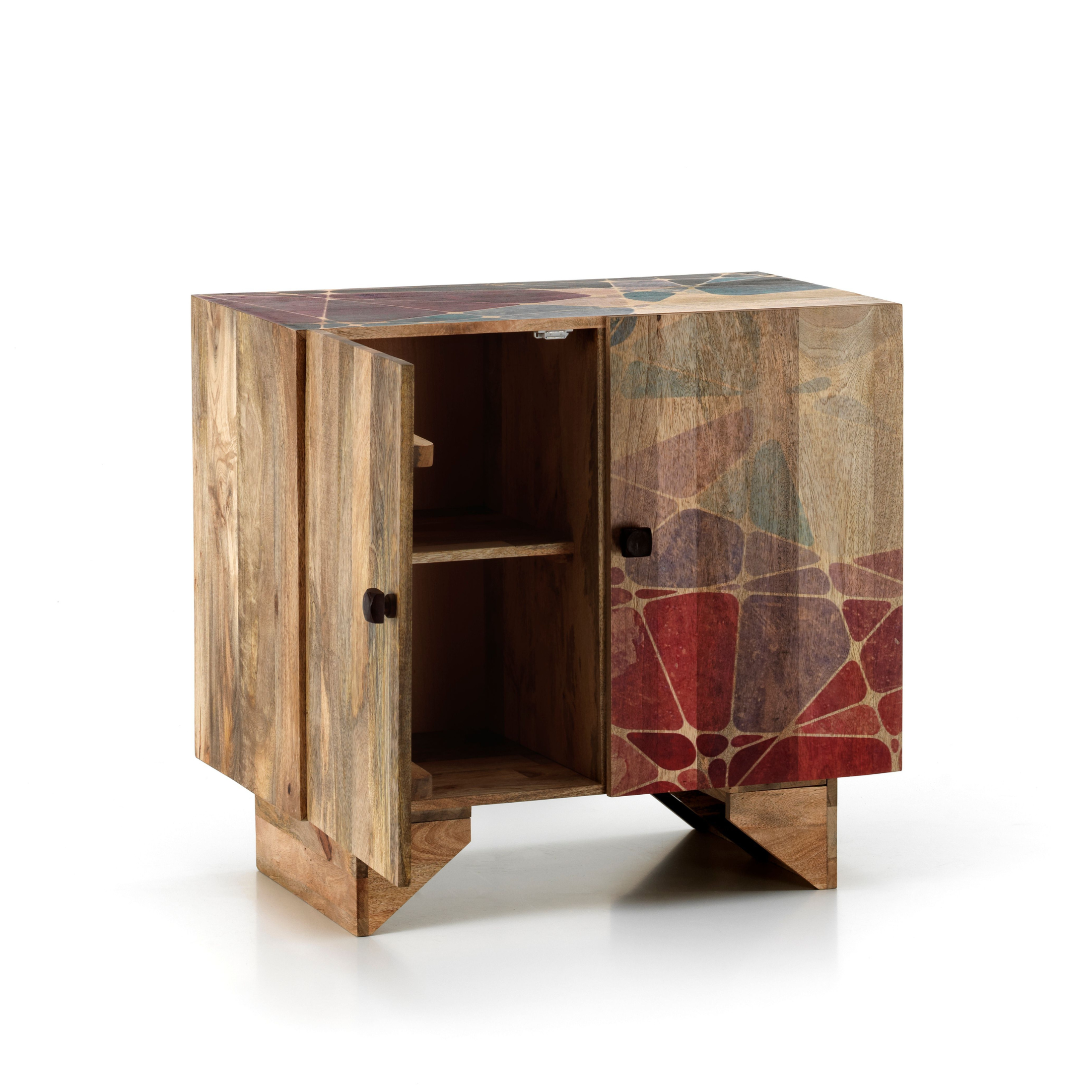 Madia etnica in legno di mango "Riki" da soggiorno 2 ante cm 81x45 75h