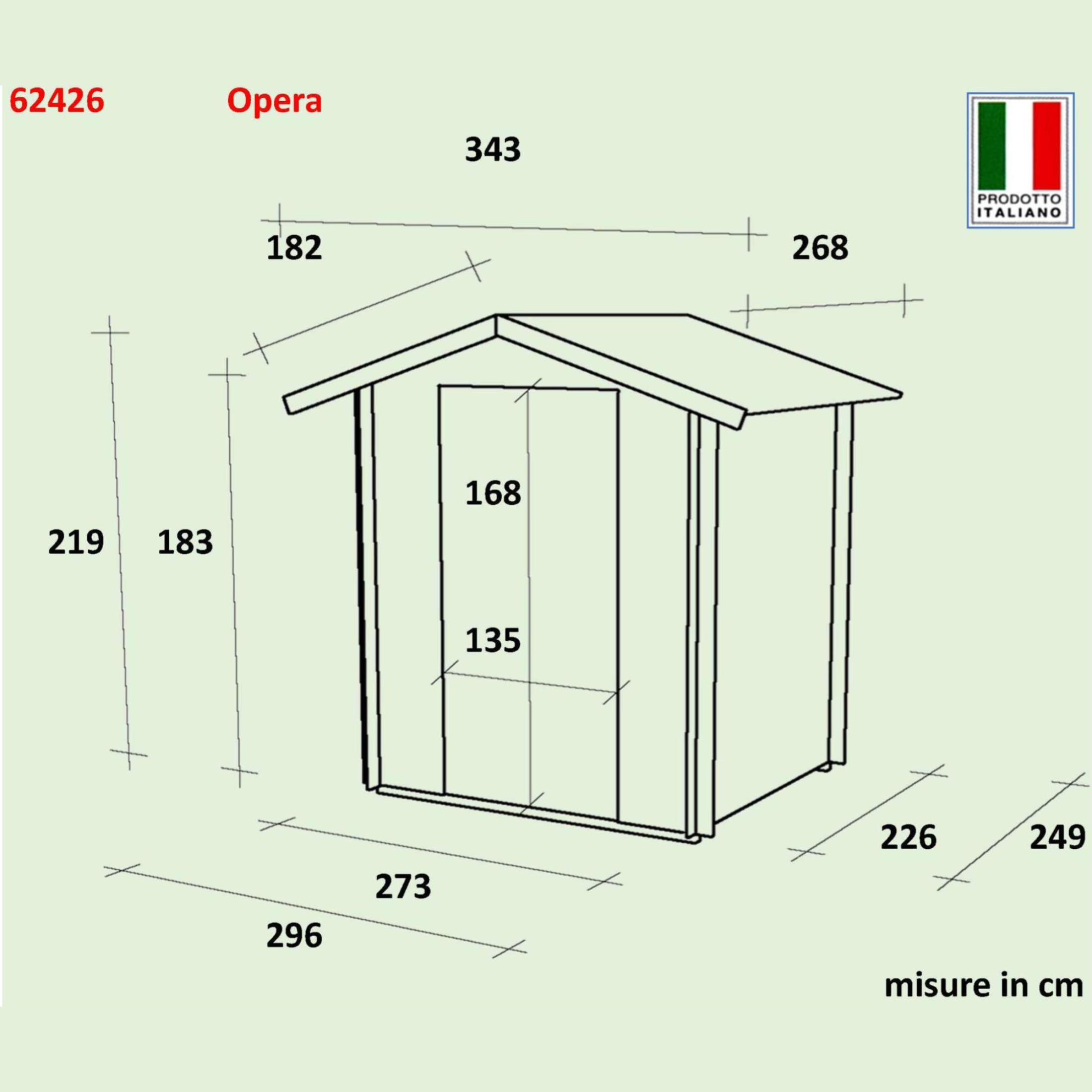 Abri de jardin en bois "Opéra" 300x250 cm 219h porte double vitrage