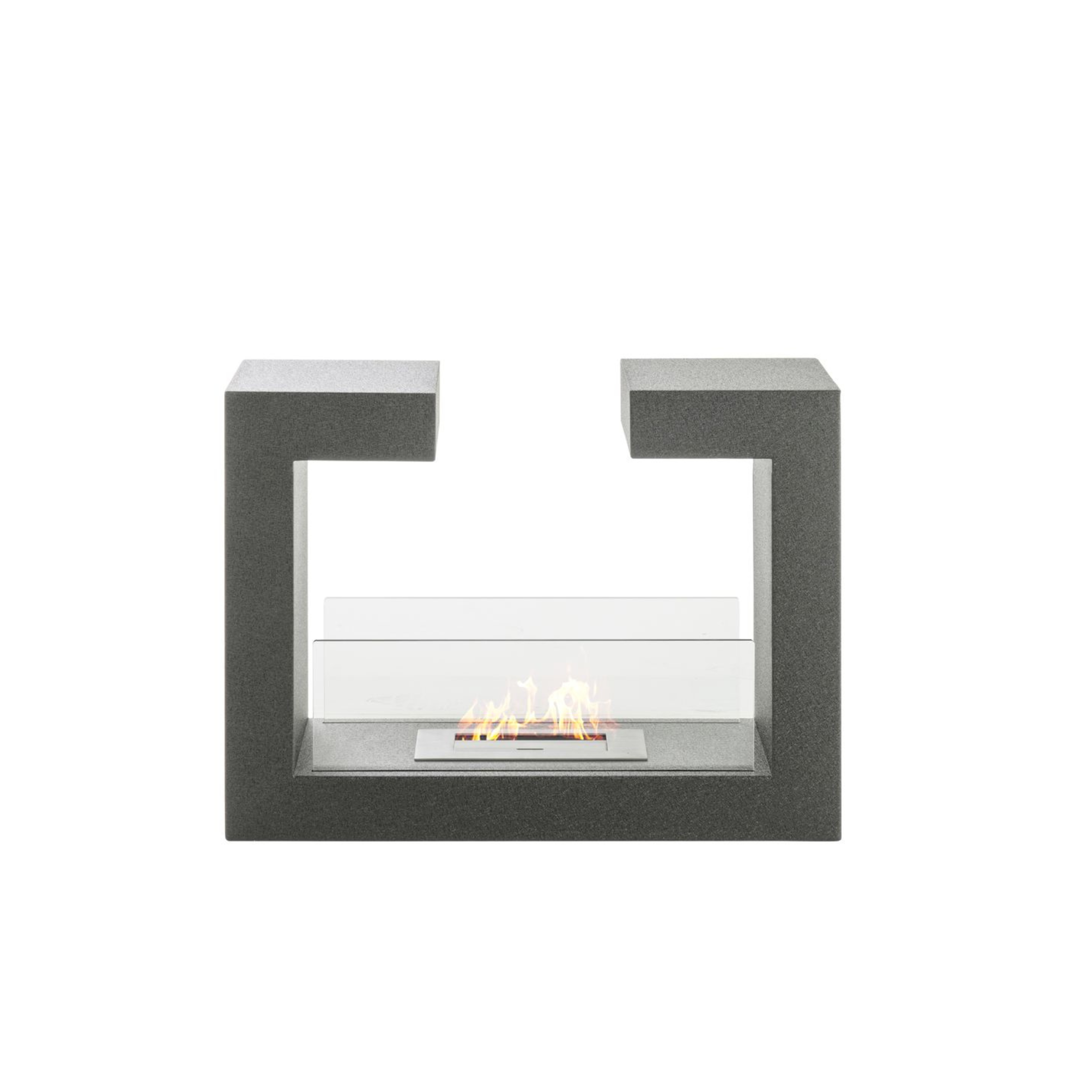 Caminetto bioetanolo "Tete A Tete" da terra in vetro temperato cm 78x25 58h
