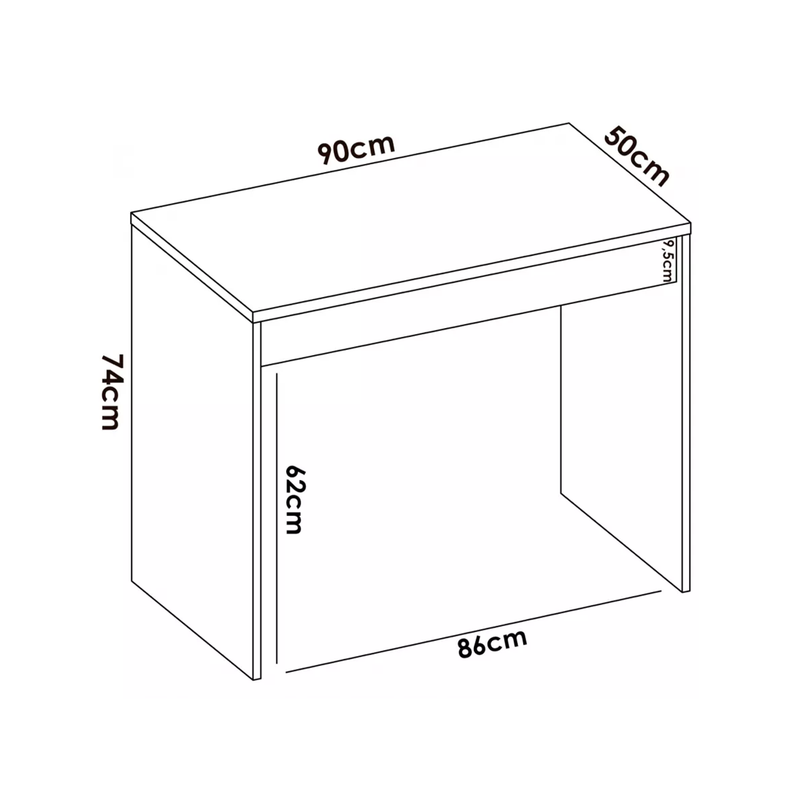Escritorio para oficina USB de madera blanca con 2 cajones de roble 100x60 cm 75h
