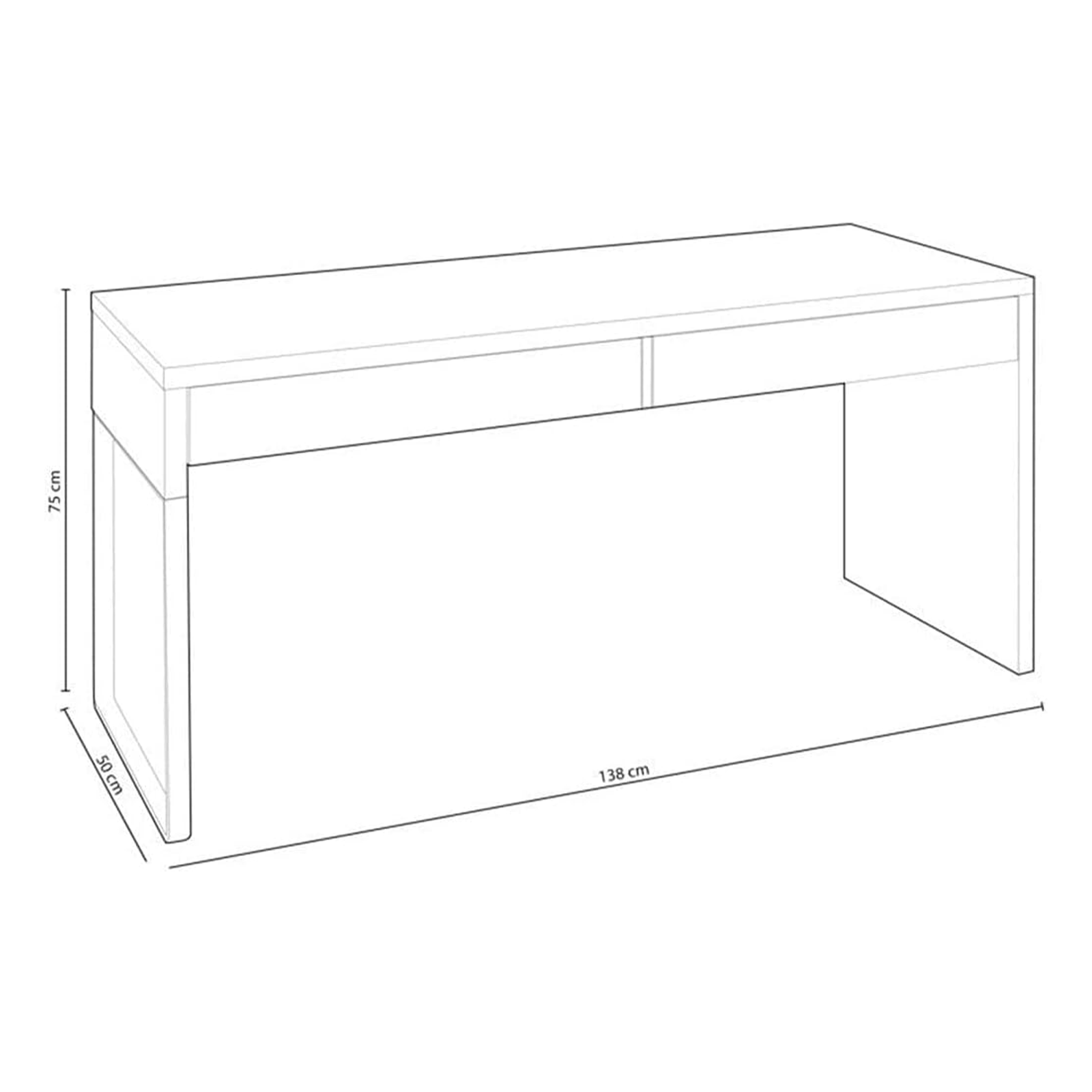 Scrivania porta computer "Touch" in legno bianco per ufficio con 2 cassetti cm 138x50 75h