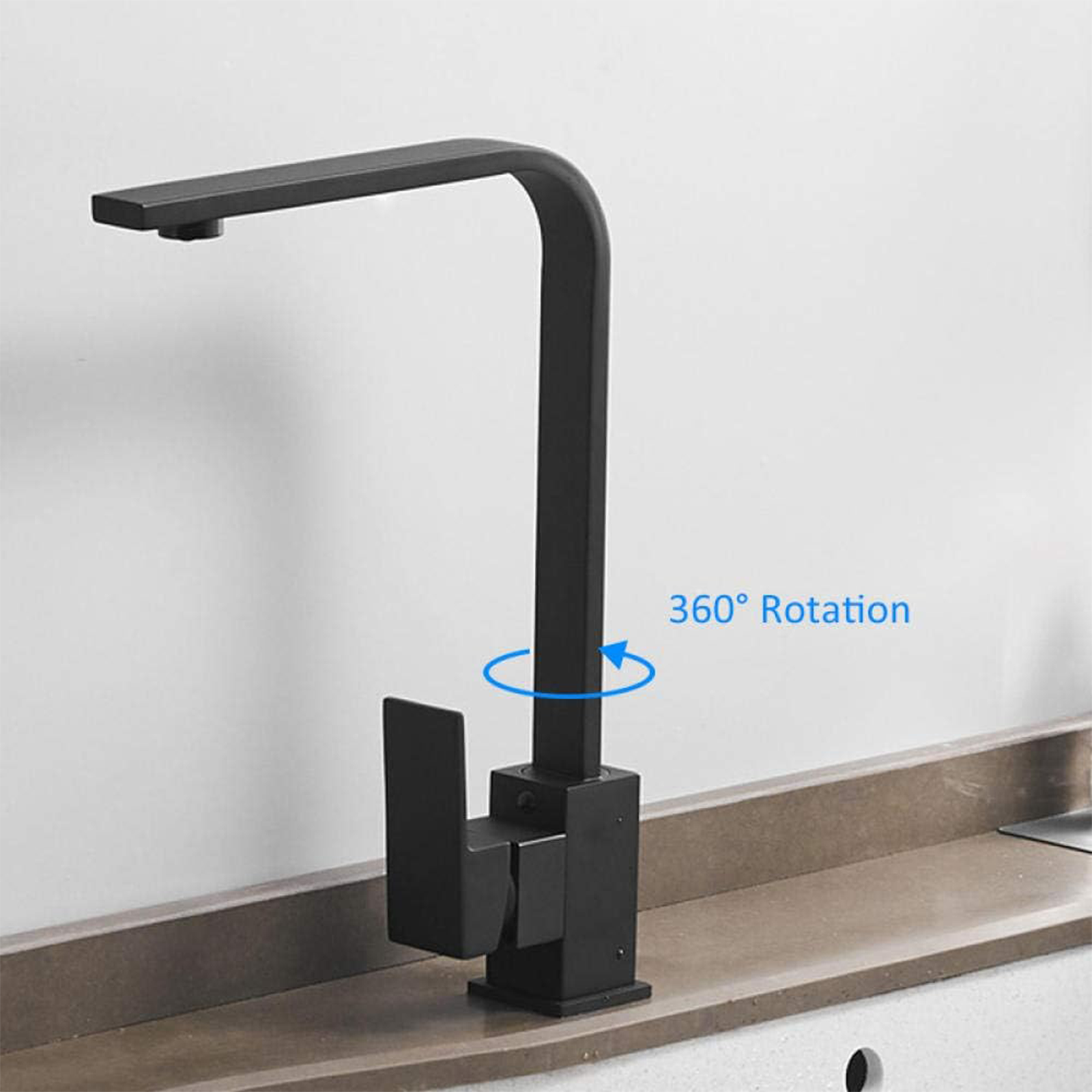 Élégant mitigeur monocommande noir mat à bec haut