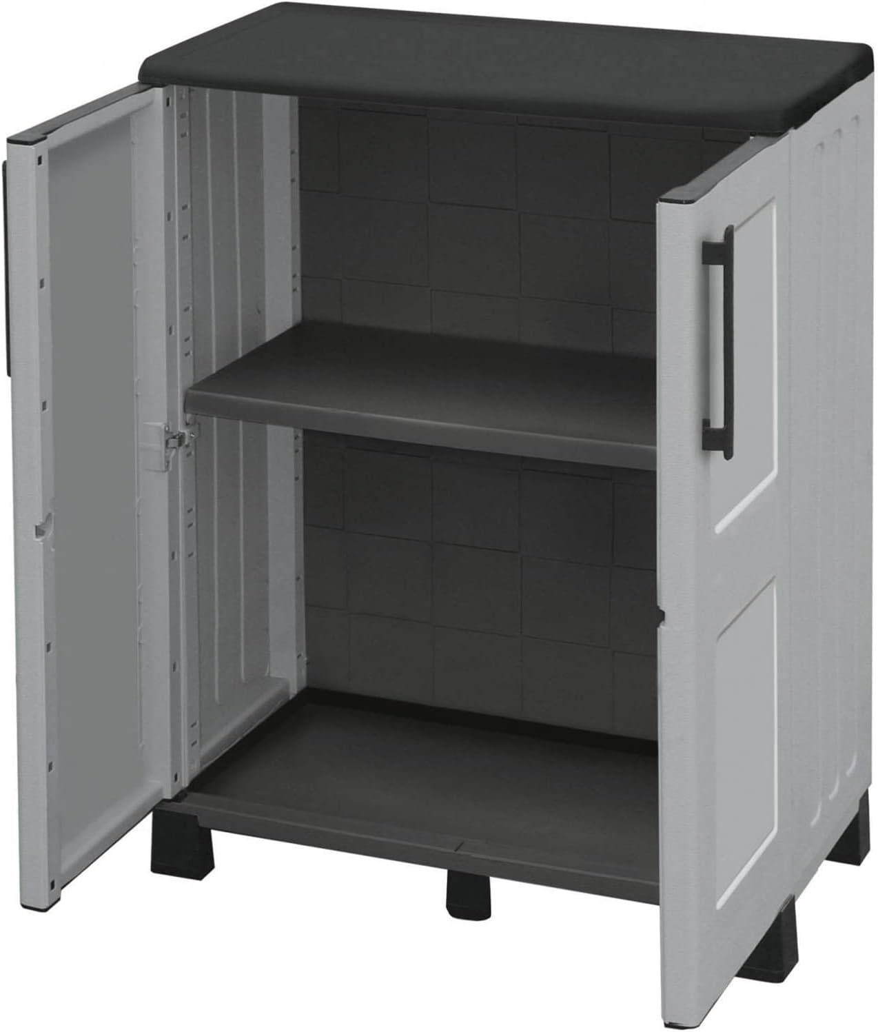Armoire de rangement bien rangée en polypropylène avec étagères et charnières en acier