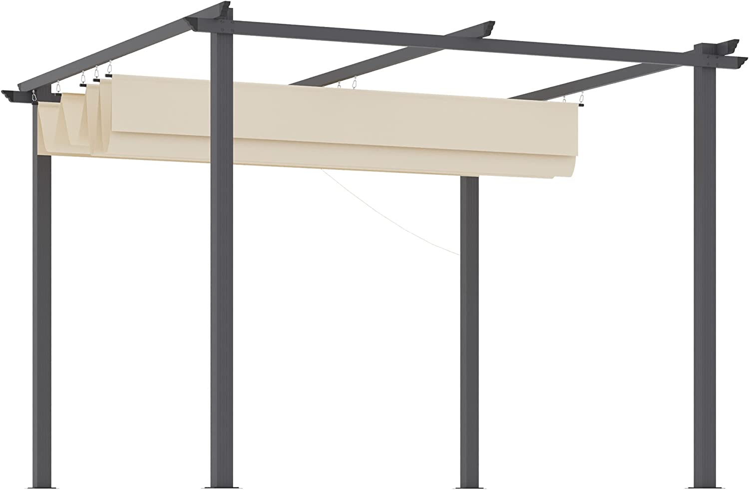 Gazebo in acciaio con telo scorrevole di copertura écru cm 300x300 220h