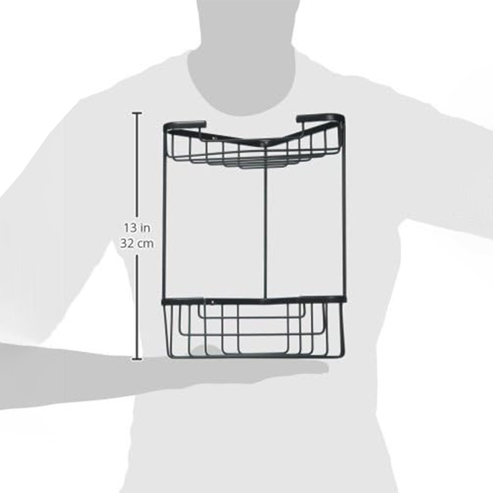 Portasapone angolare per doccia "Lier" angoliera in acciaio nero cm 20x15
