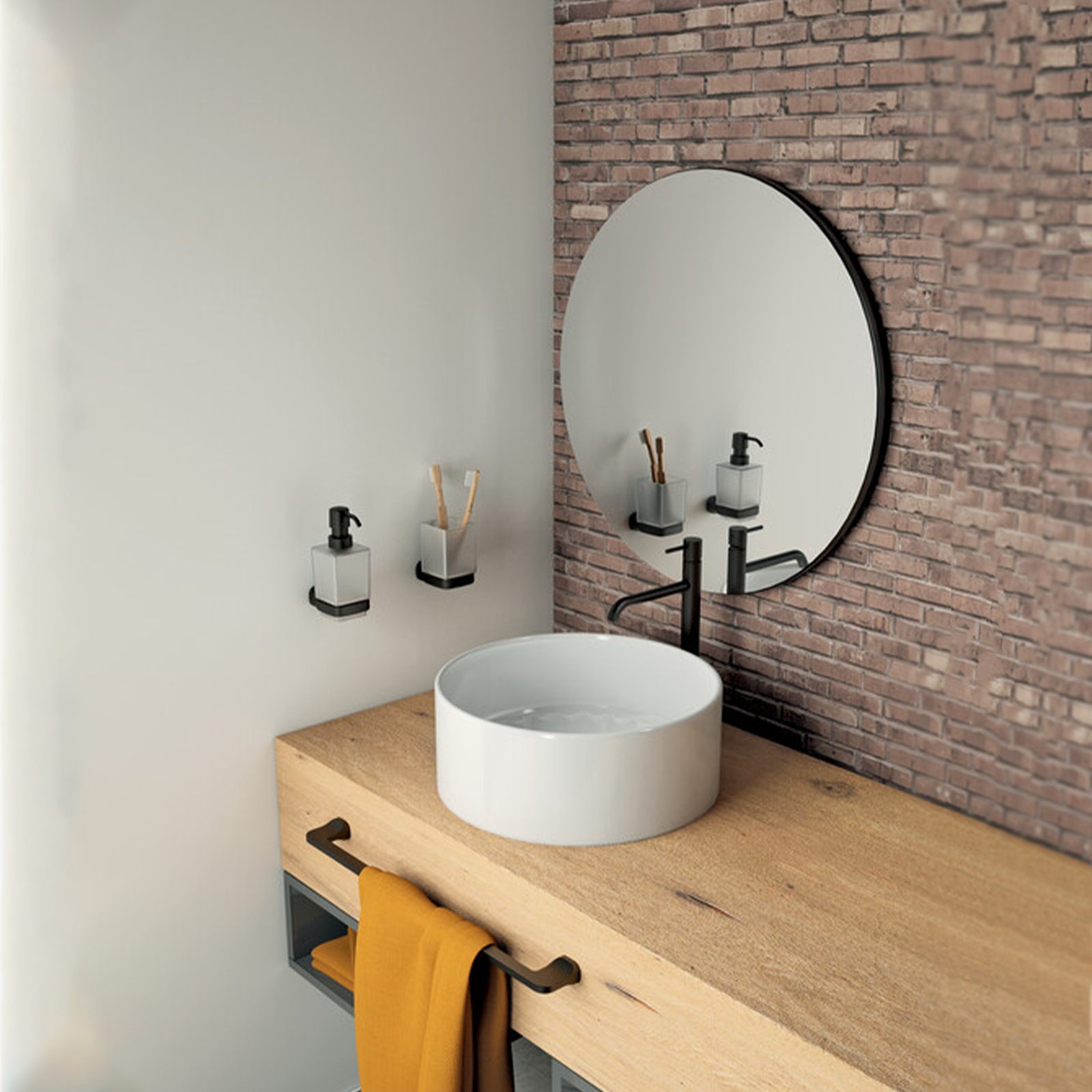 Porte-serviettes de salle de bain mural Stelvio en acier inoxydable noir mat pour serviettes
