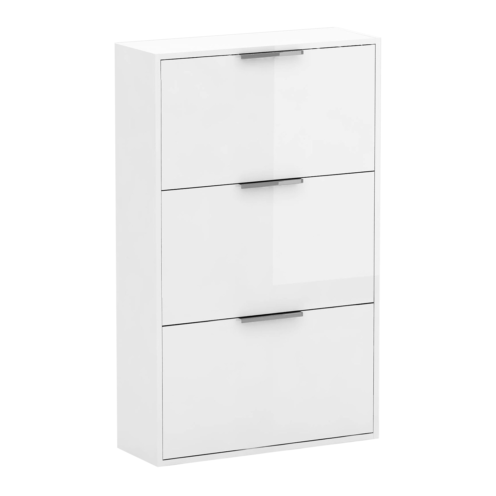 Scarpiera con 3 ante a ribalta "Facile" bianca lucida mobile in legno cm 65x25 99,6h