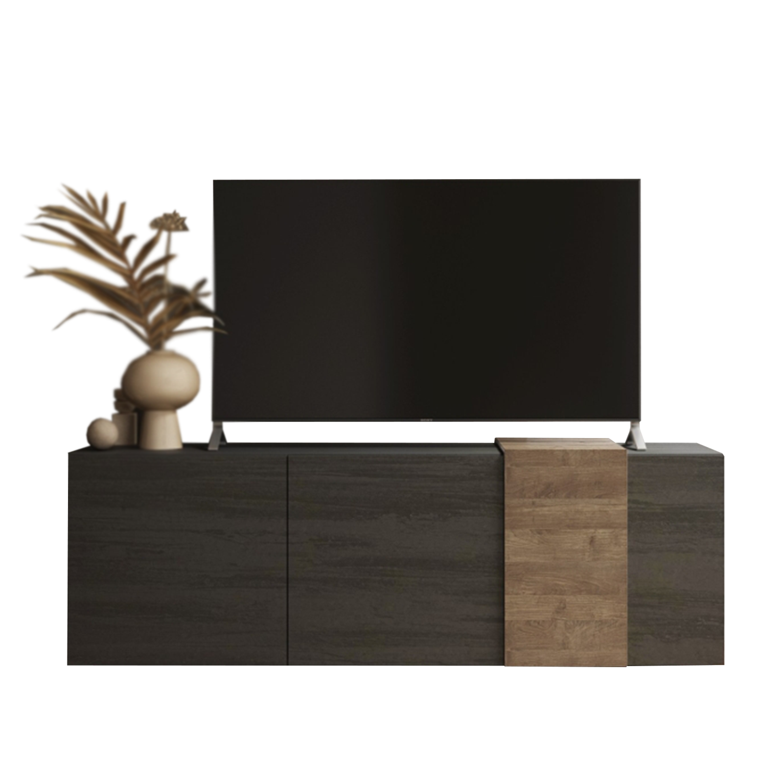 Mobile porta tv in legno di rovere "Venus" da soggiorno a 3 ante cm 181x44 59h