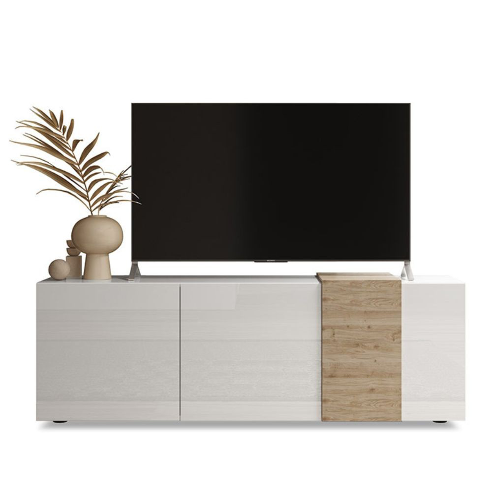 Mobile porta tv in legno di rovere "Venus" da soggiorno a 3 ante cm 181x44 59h