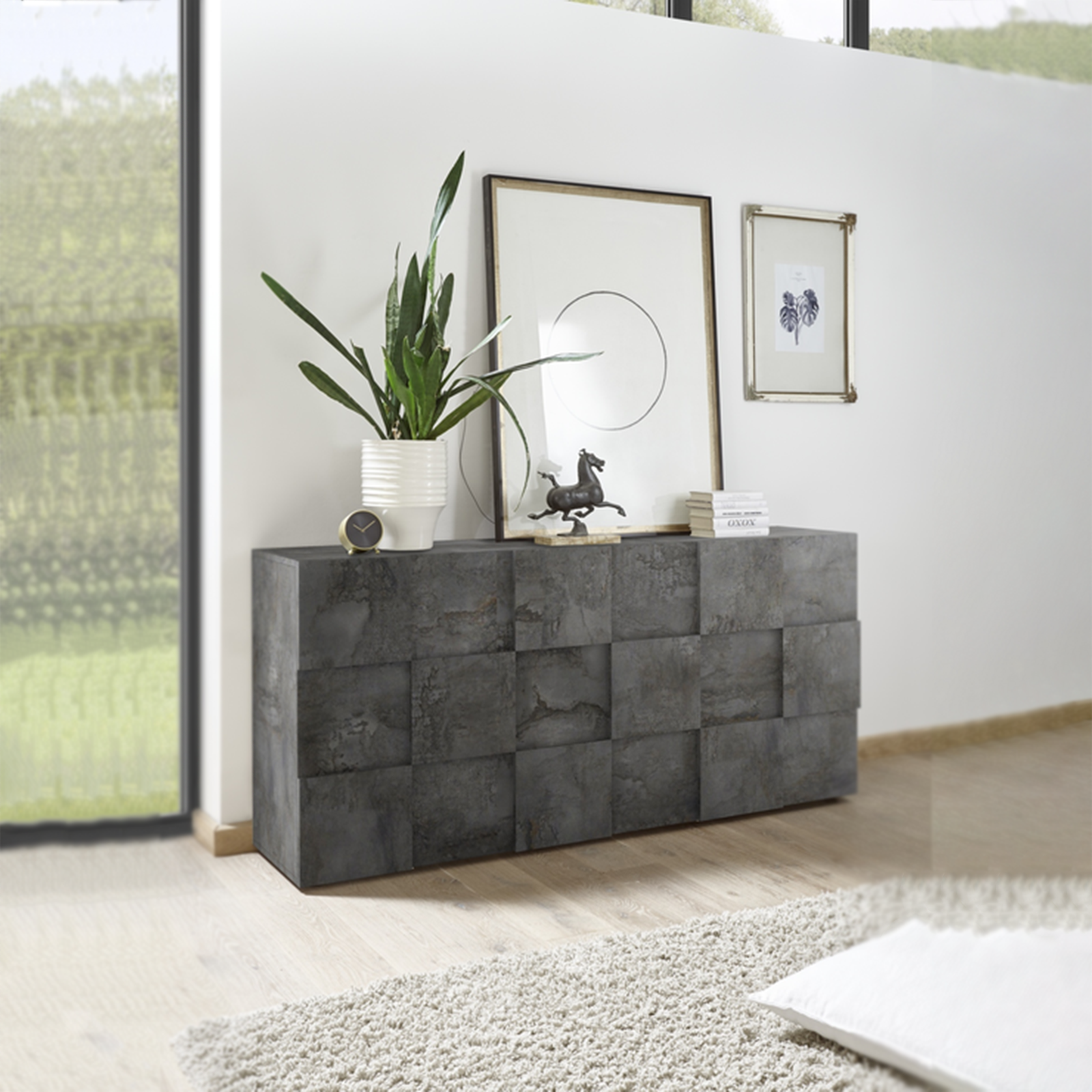 Madia da ingresso in legno "Dama" mobile soggiorno con 3 ante cm 181x43 84h