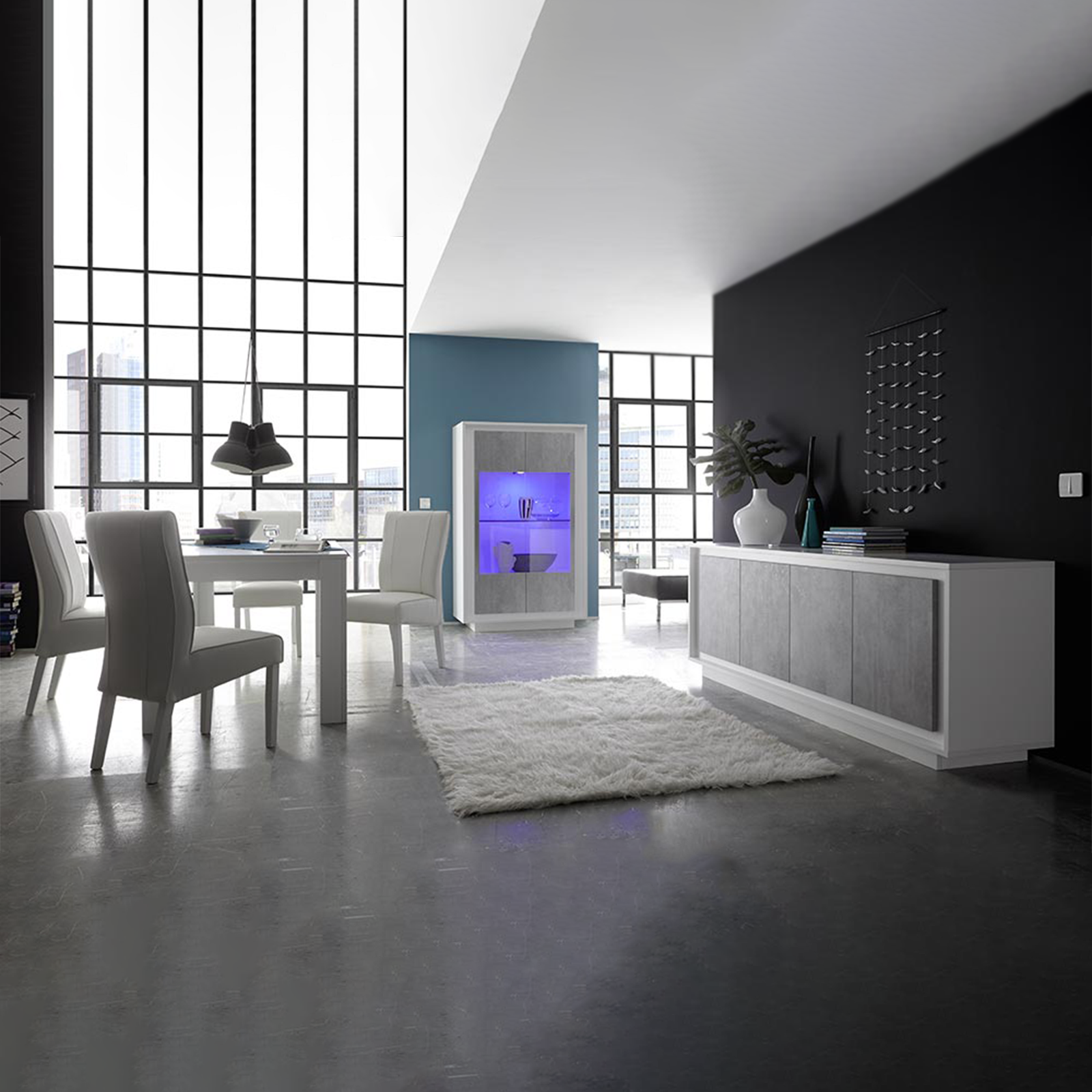 Tavolo da pranzo allungabile "Sky" in legno rettangolare bianco opaco cm 137/185x90 79h