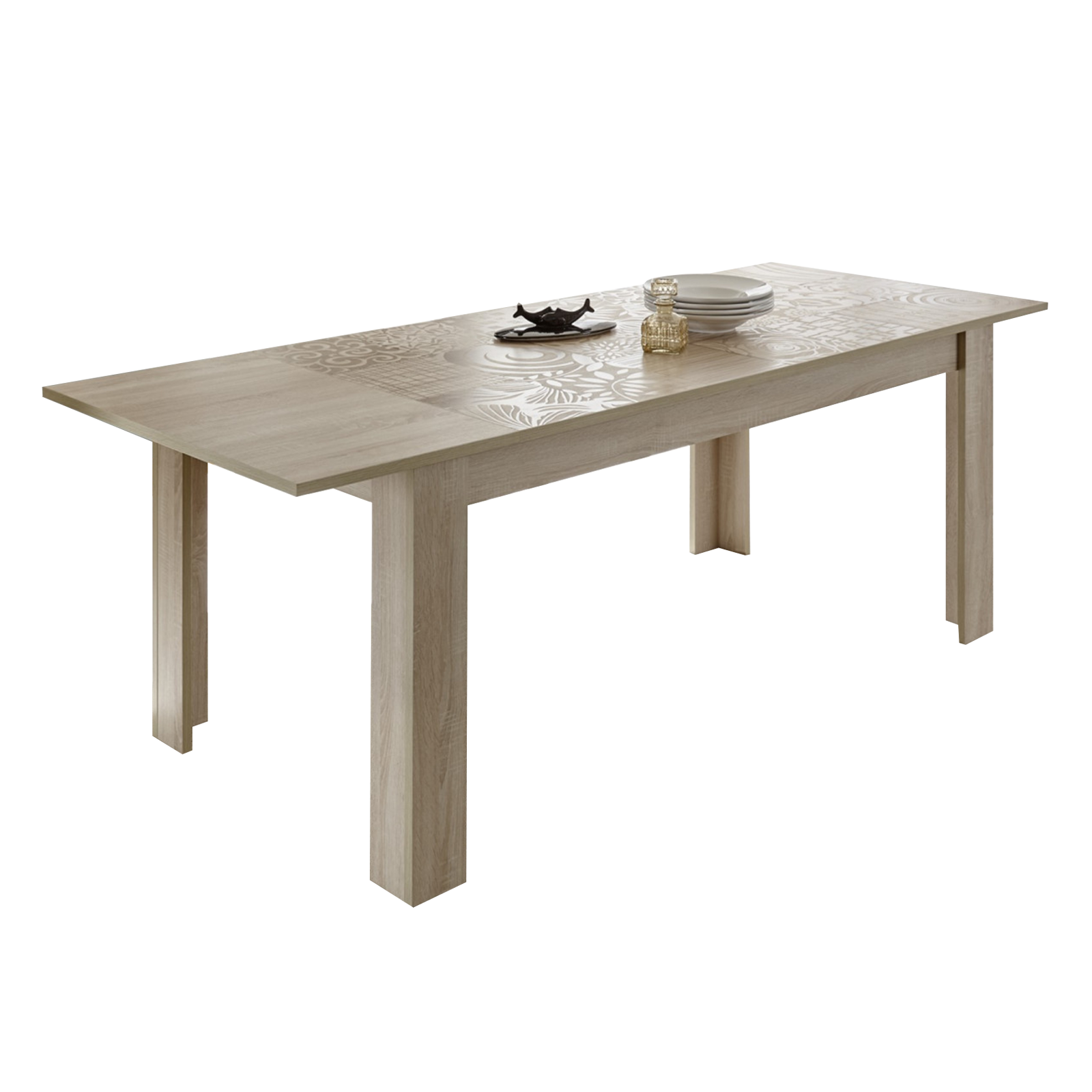 Tavolo da pranzo allungabile "Miro" in legno serigrafato cm 137/185x90 79h