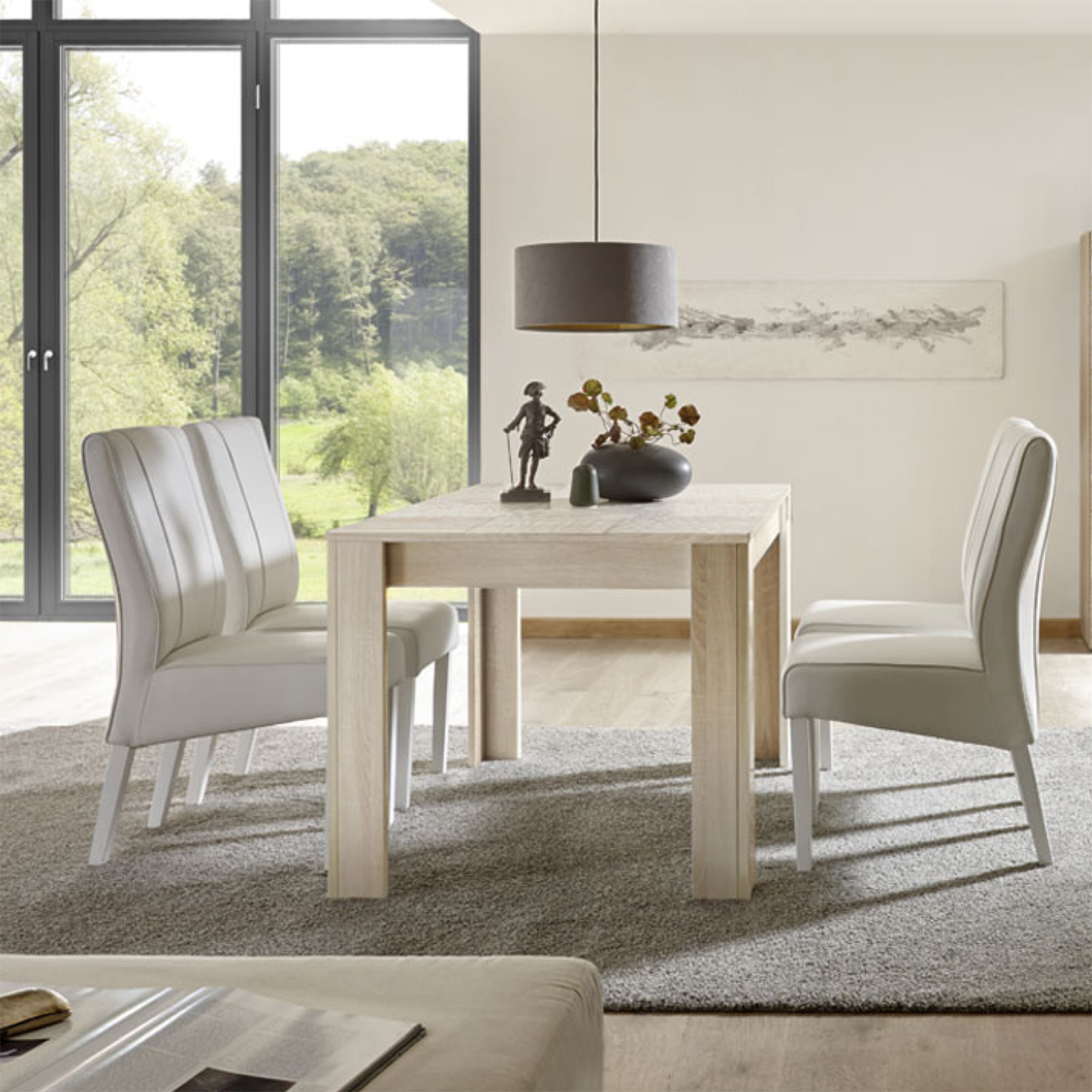 Tavolo da pranzo allungabile "Miro" in legno serigrafato cm 137/185x90 79h