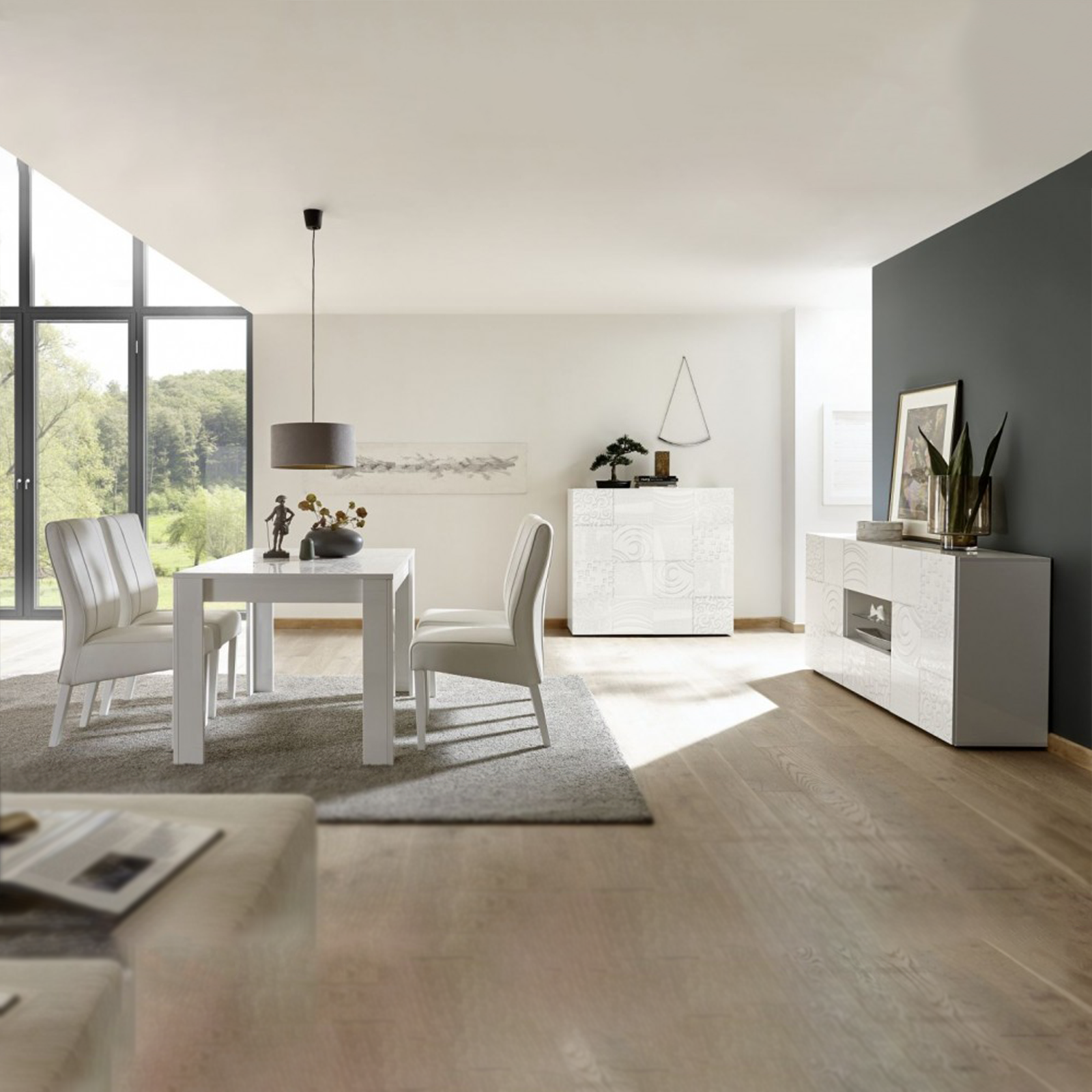 Tavolo fisso da pranzo "Urban" in legno serigrafato cm 180x90 79h