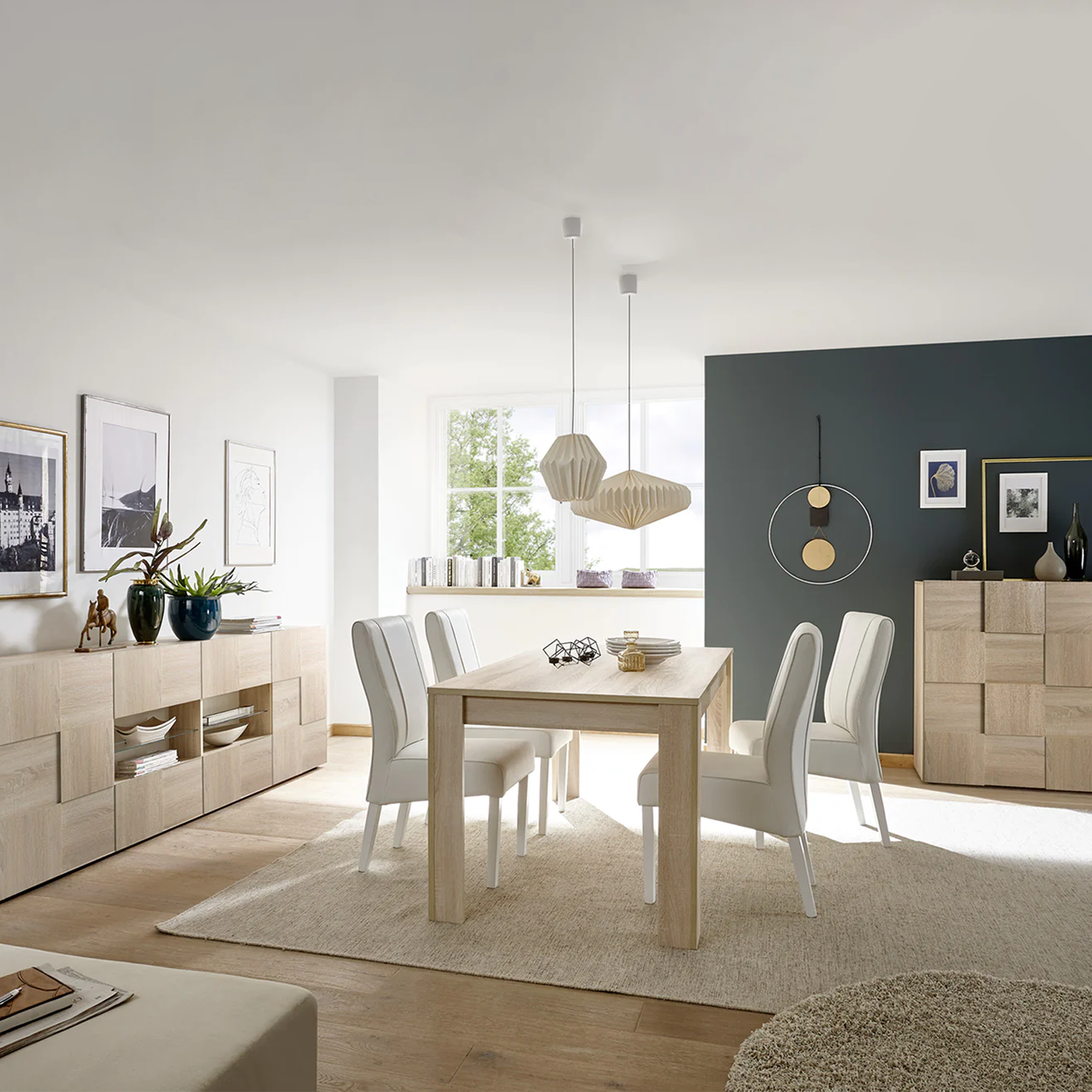 Tavolo fisso moderno "Firenze" in legno di rovere cm 180x90 79h