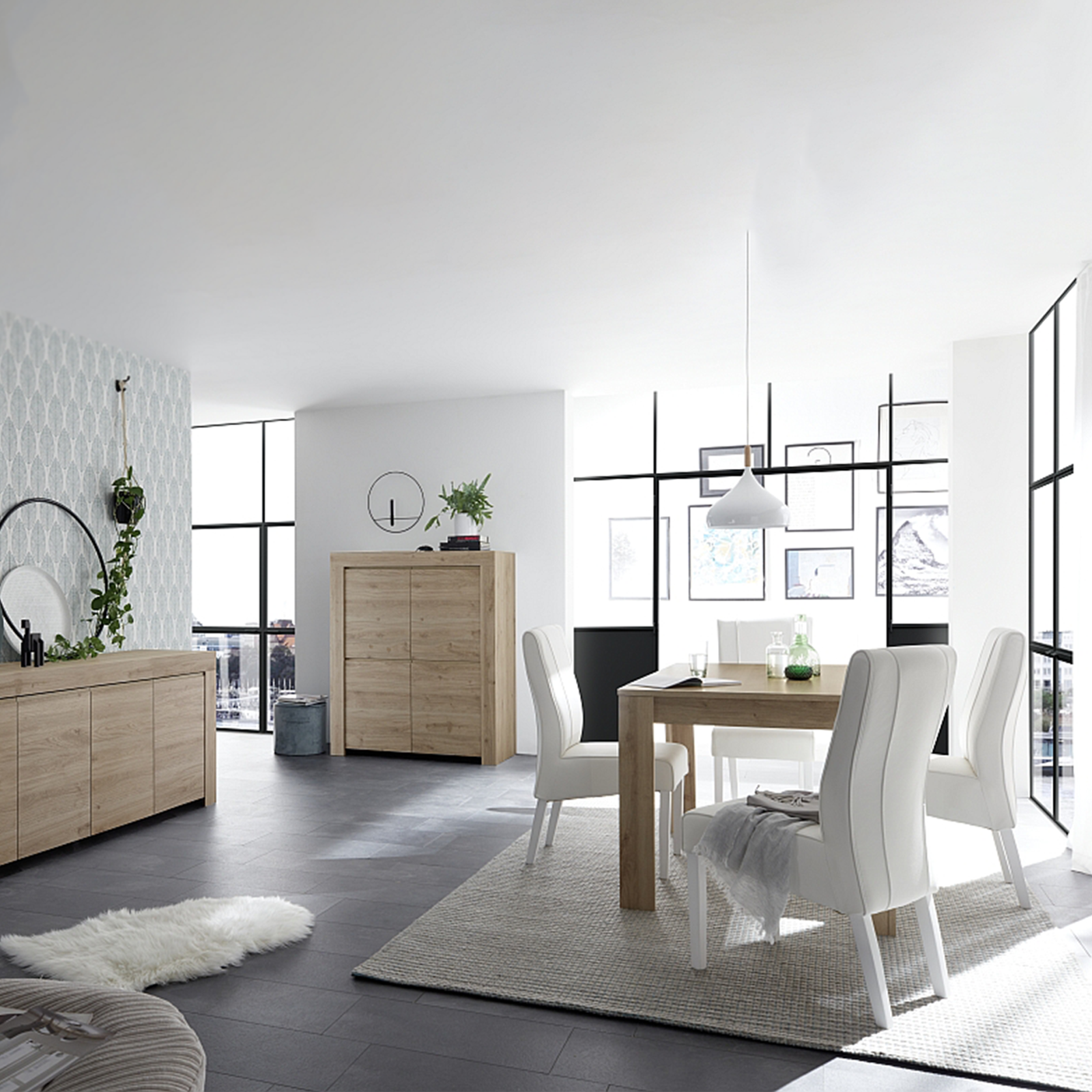 Tavolo fisso moderno "Firenze" in legno di rovere cm 180x90 79h