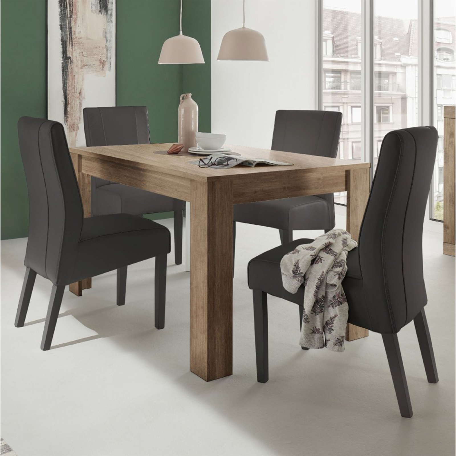 Tavolo allungabile "Venus" in legno rovere cm 137/185x90 79h