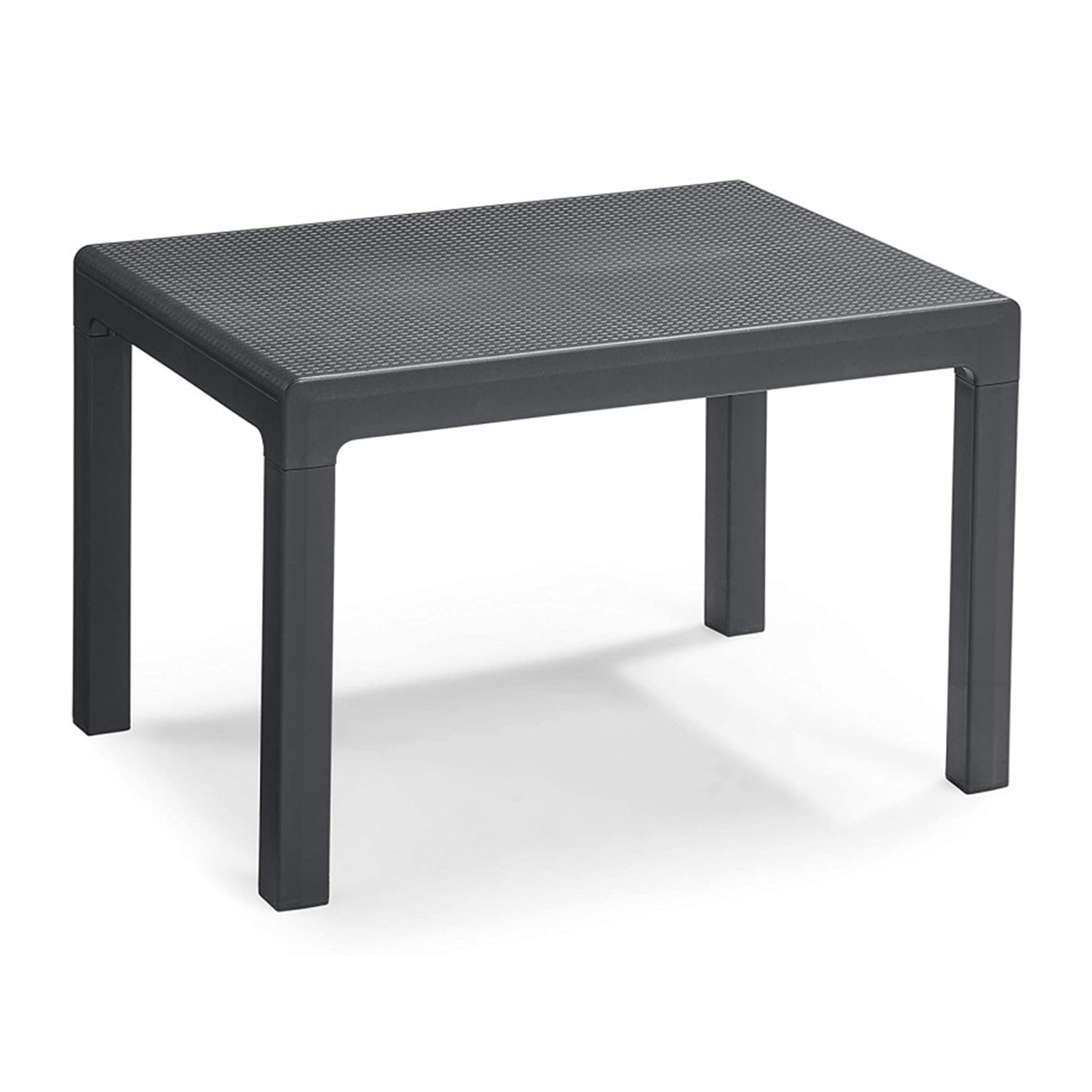 Salón de jardín en resina "Emily" sofá grafito + 2 sillones + mesa de centro con cojines