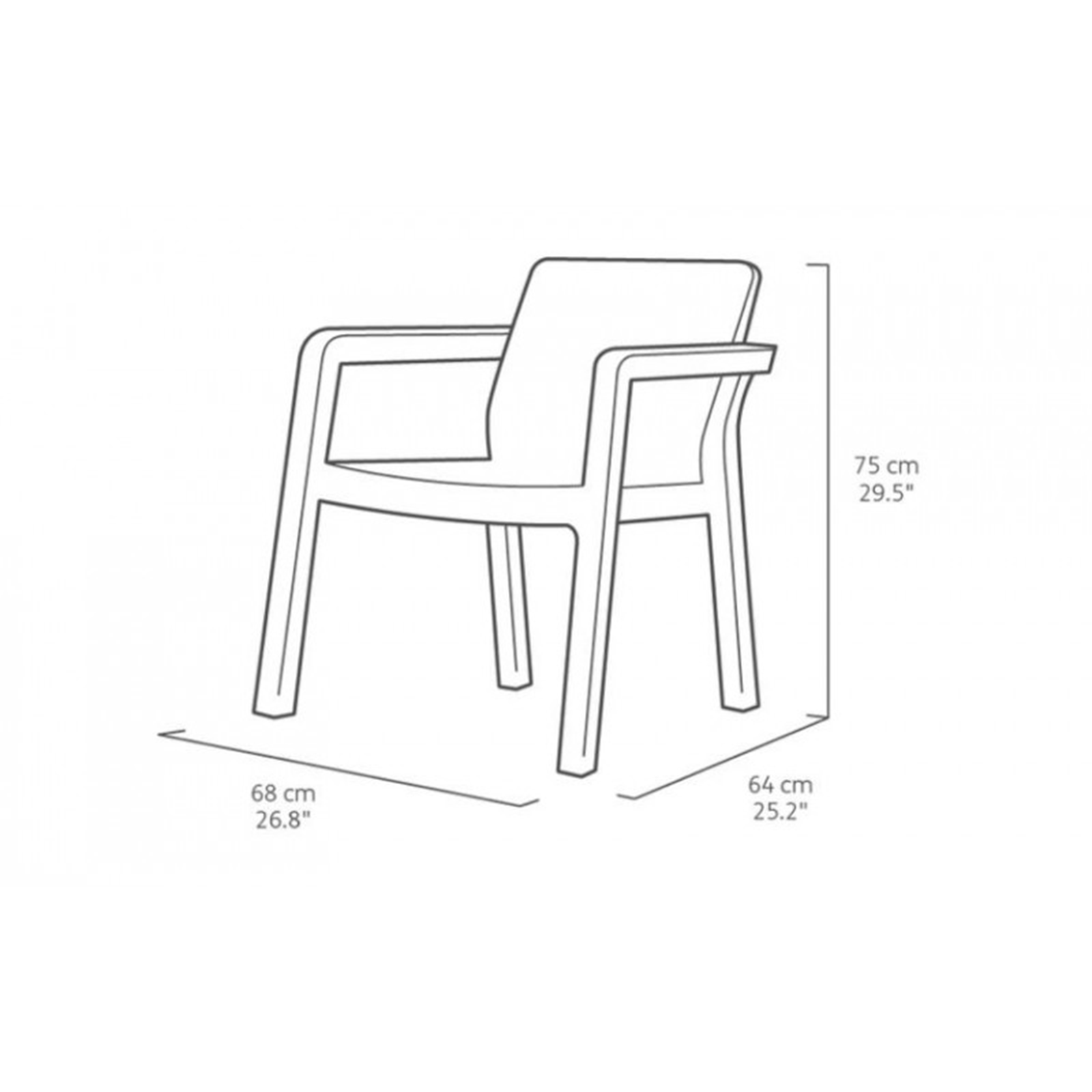 Salón de jardín en resina "Emily" sofá grafito + 2 sillones + mesa de centro con cojines