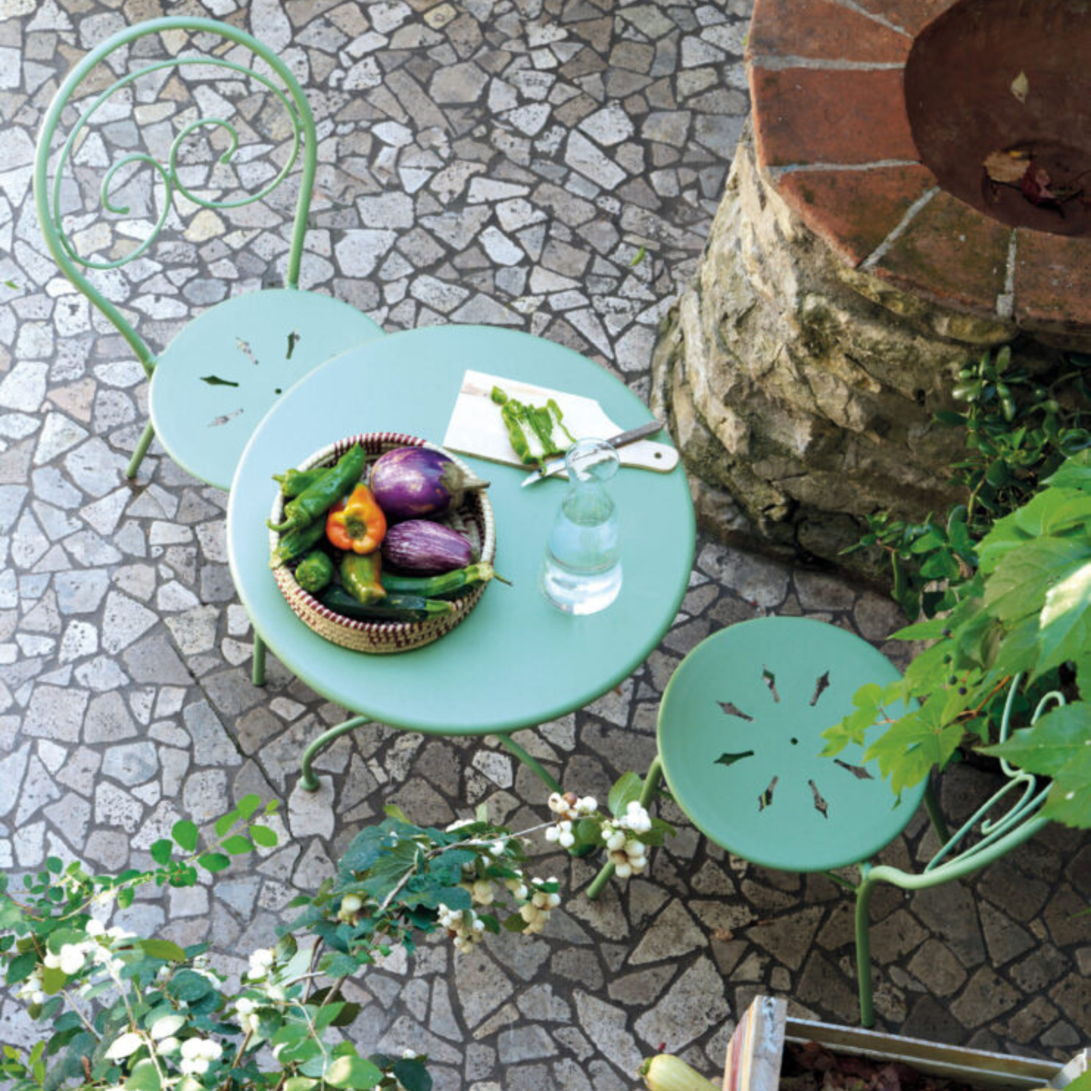 Silla de jardín apilable "Mimmo" de metal pintado 43x52 cm 89h