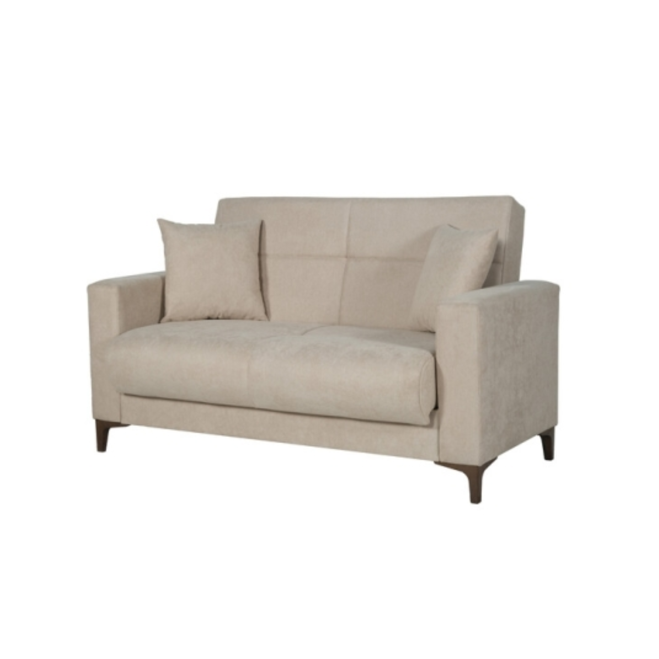 Divano con cassettone contenitore "Bravo Bacos" in tessuto con due cuscini