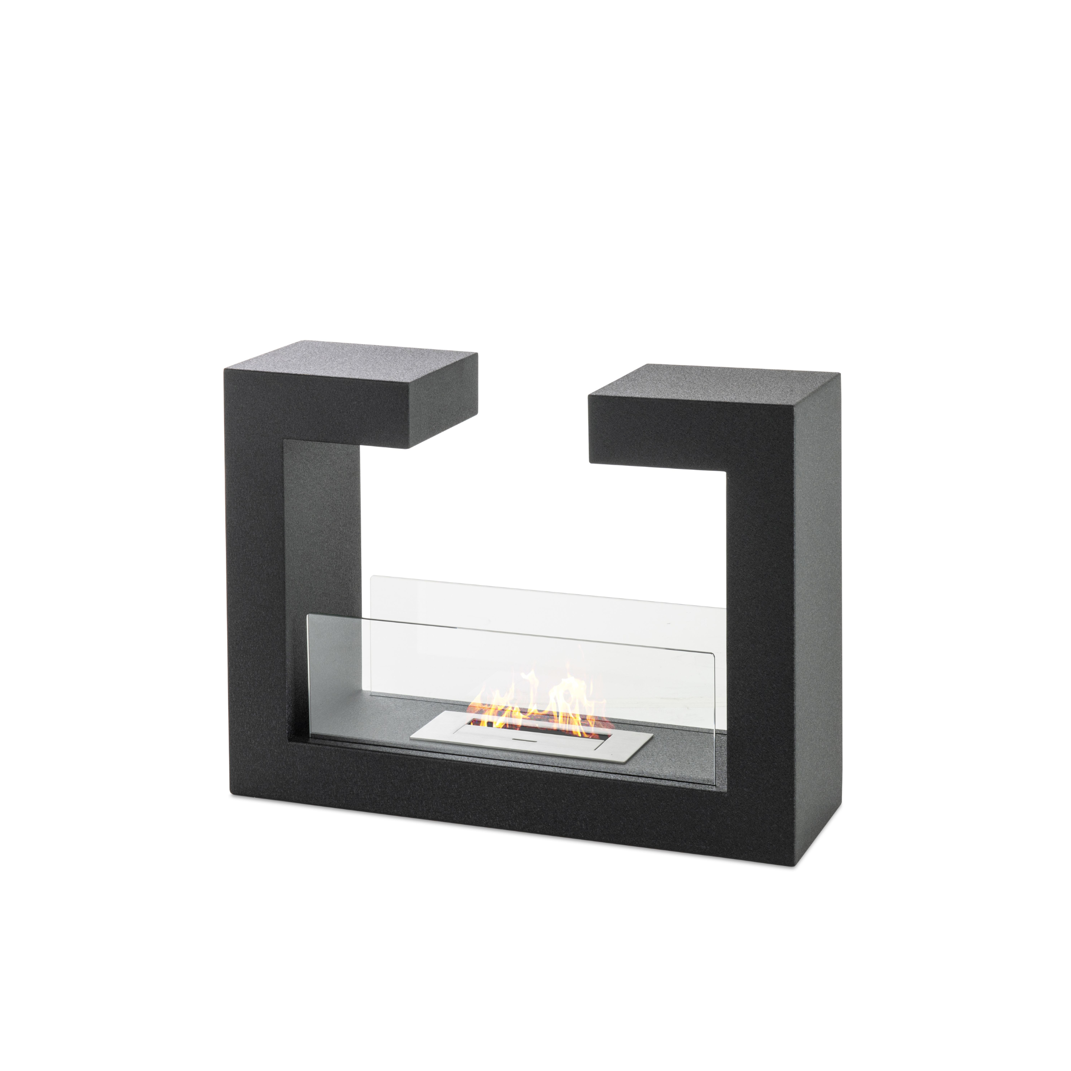 Caminetto bioetanolo "Tete A Tete" da terra in vetro temperato cm 78x25 58h